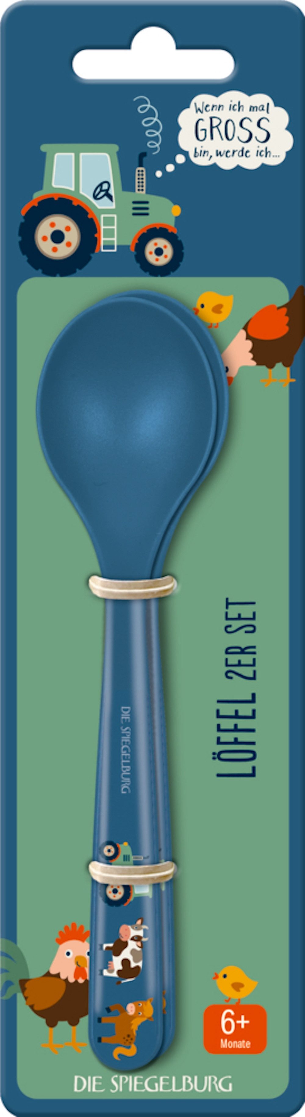 COPPENRATH DIE SPIEGELBURG Esslöffel Kinderlöffel Löffel Ed. 2 - 2er-Set - Motiv Traktor blau (2 Stück), bruchsicher, leicht zu reinigen