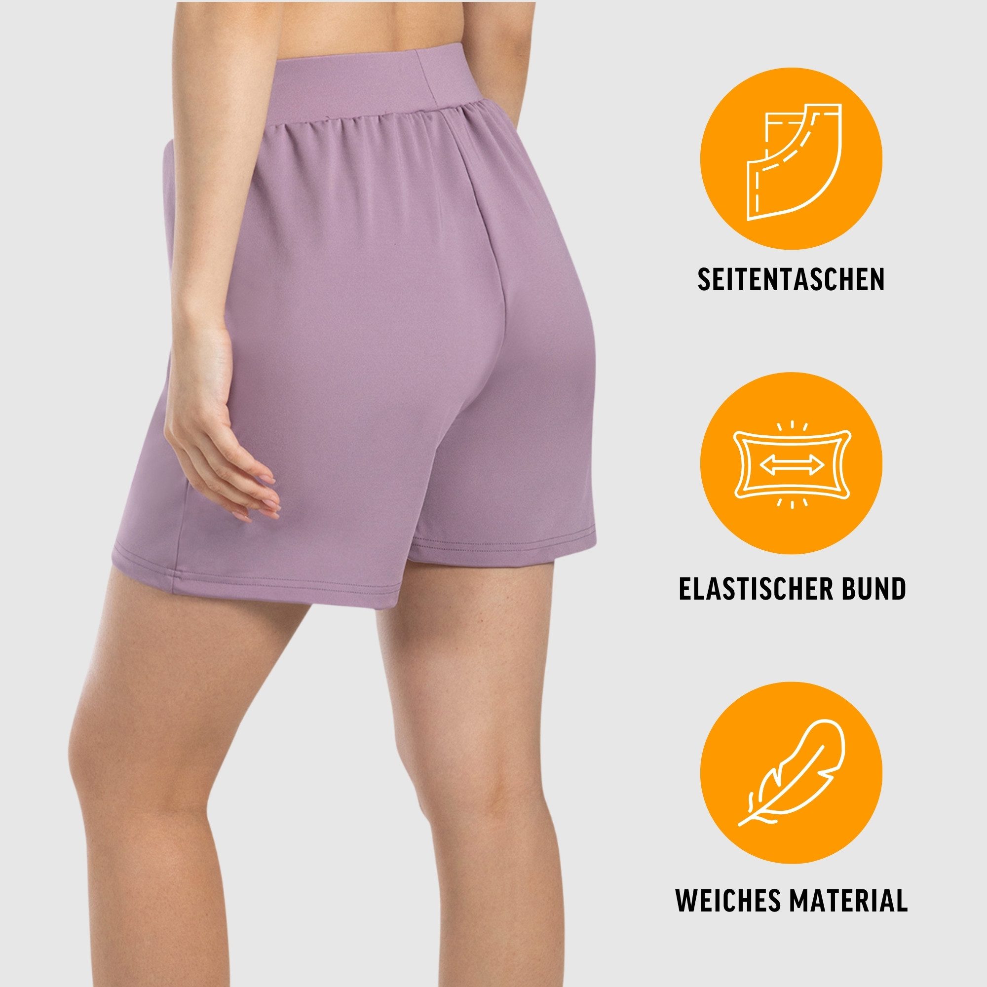 Smilodox Shorts Corry, lockere Freizeithose mit breitem Bund & Eingrifftaschen Radlerhose weiches Material, Bequeme Sommershorts, Alltag Relax