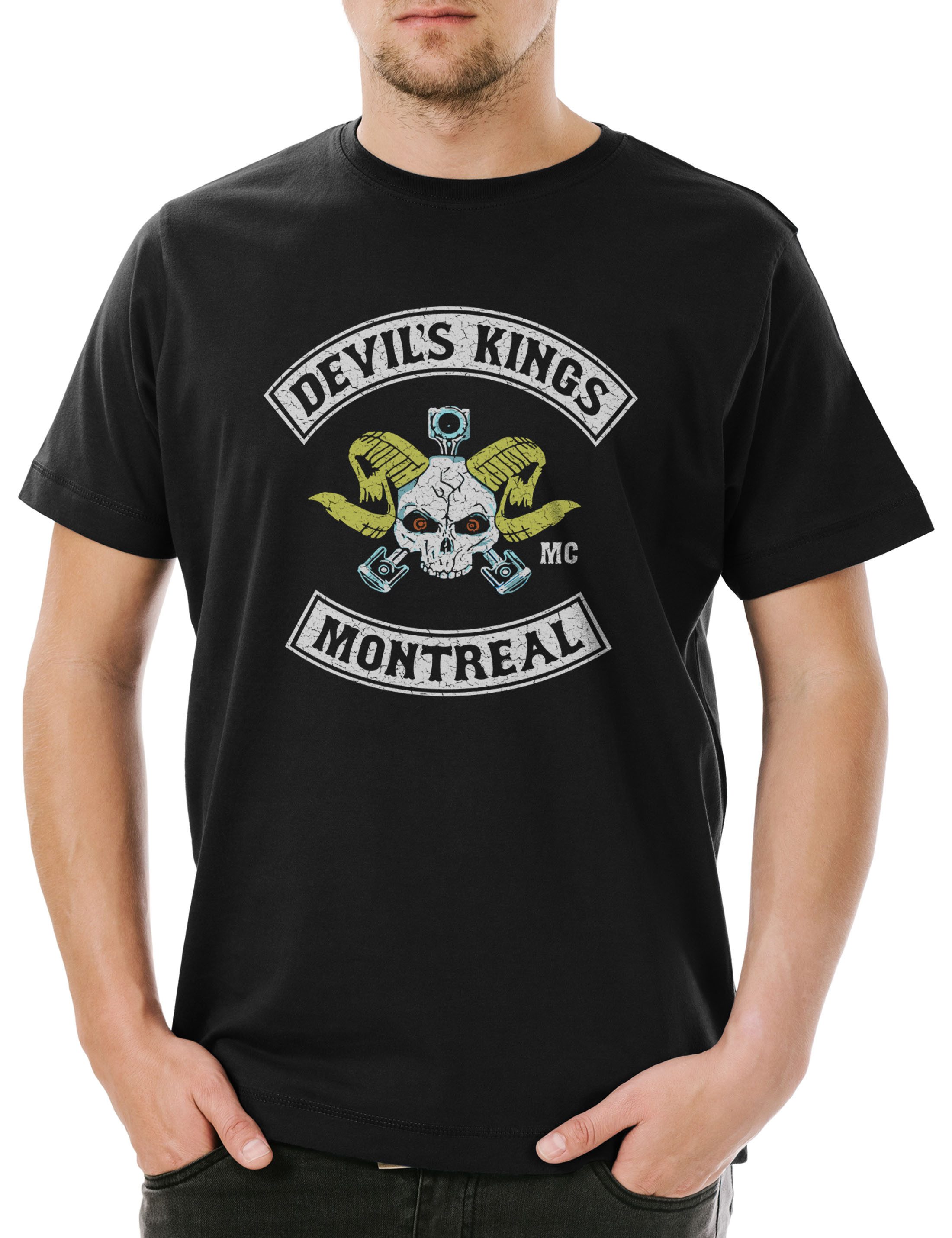 Urban Backwoods Print-Shirt Devil's Kings Herren T-Shirt Bad Biker MC Motorcycle Blood Club TV (1-tlg) Series Motorrad Gang Patch