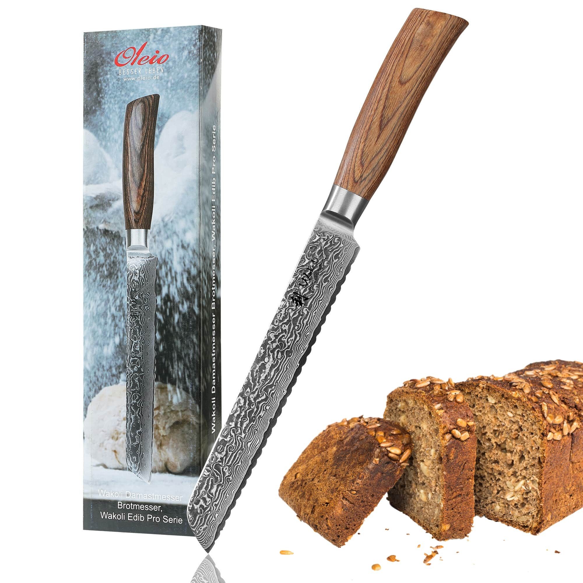 Wakoli Damastmesser EDIB Pro Damast Küchenmesser 20cm Wellenschliffklinge Pakkaholzgriff, Aus 67 Lagen Damaststahl, VG-10 Stahlkern