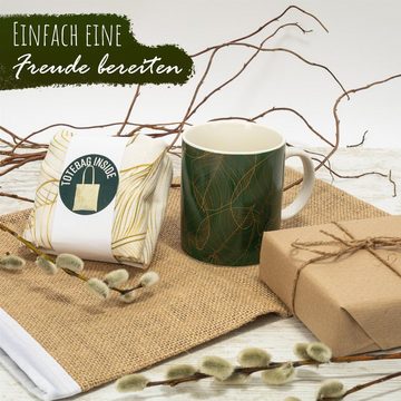 ILP Becher ILP Geschenkset Tasche & Becher "Leaves", Geschenktasse in Geschenkverpackung - Geburtstagsgeschenk für Frauen