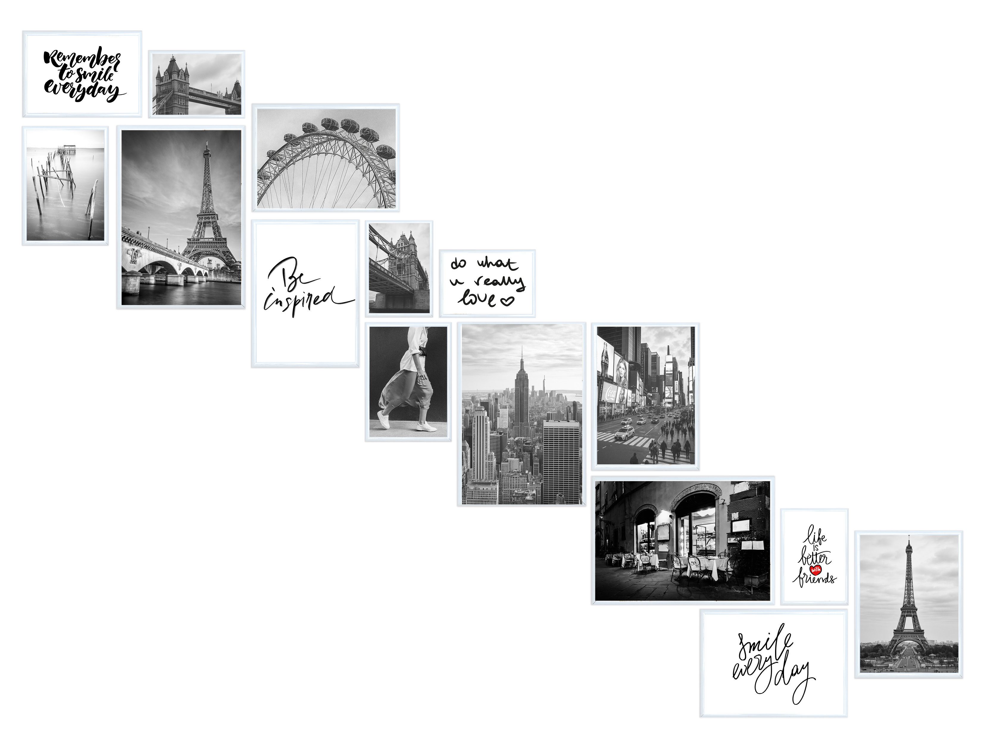 Wackadoo Living Bilderrahmen-Set Bilder Collage Set mit Glas für Einzelbild günstig online kaufen