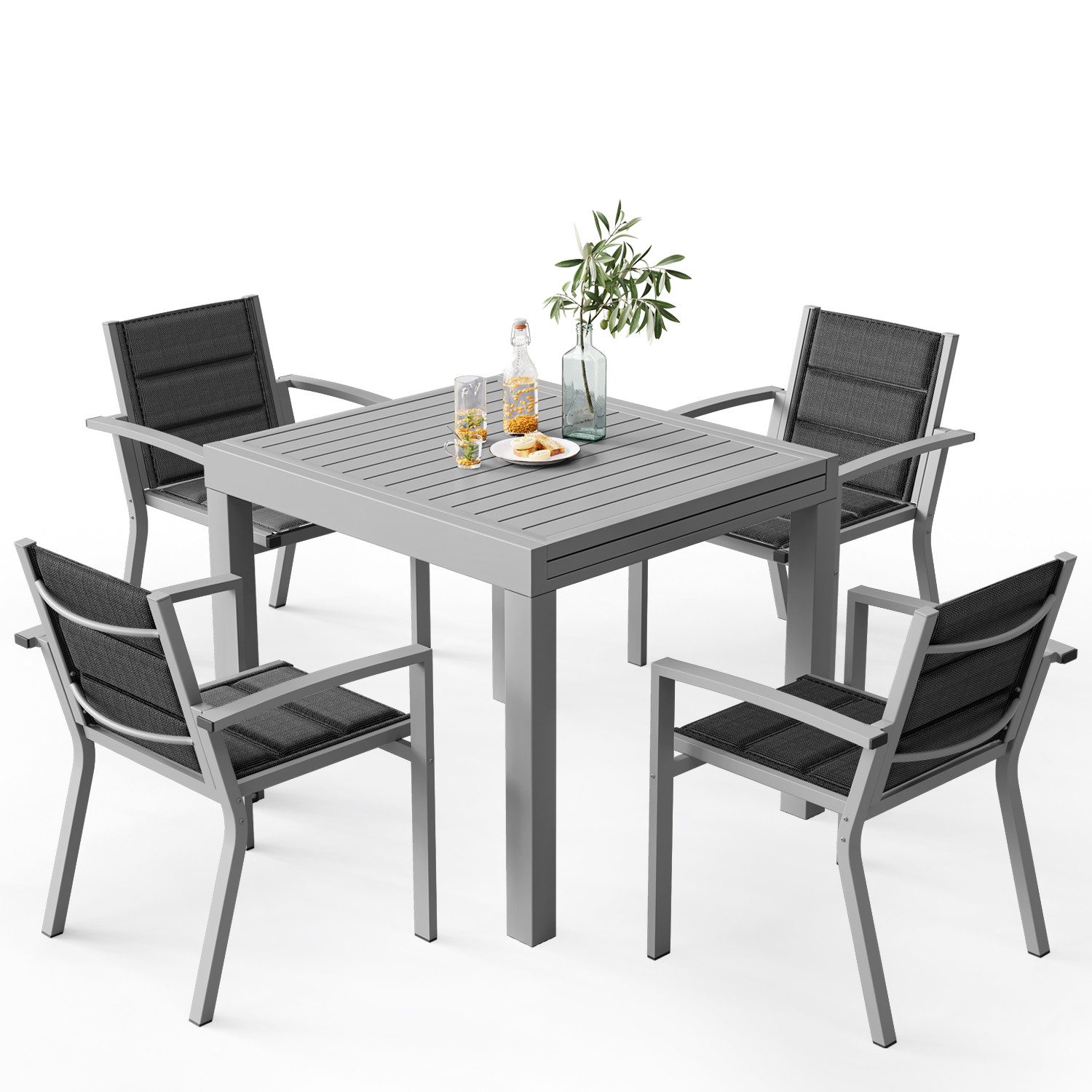 HOMALL Gartentisch Gartentisch Aluminium Ausziehtisch 80/160 günstig online kaufen