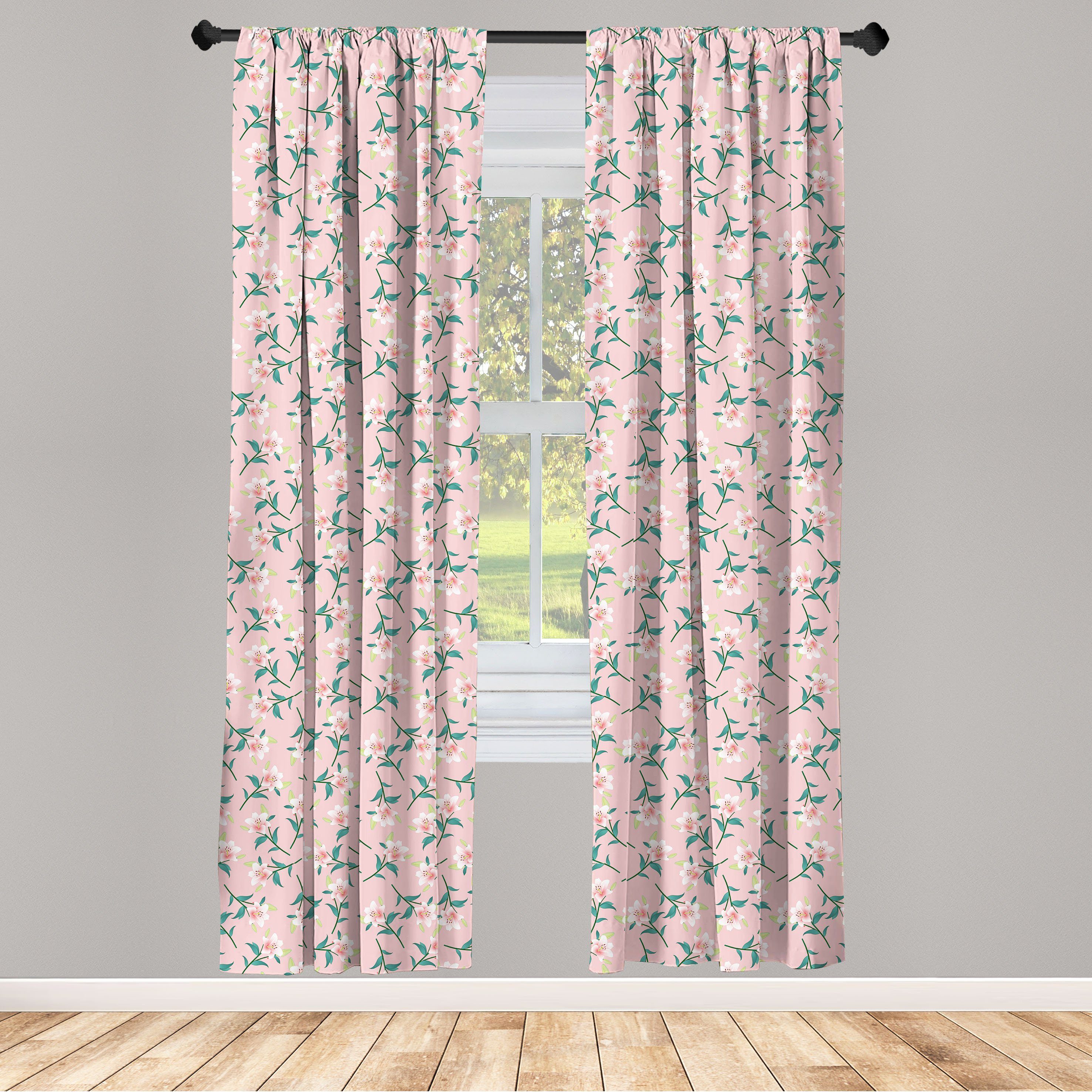 Gardine Vorhang für Wohnzimmer Weiche Schlafzimmer Madonna Abakuhaus, Romantisch Dekor, Lily Blüten Microfaser