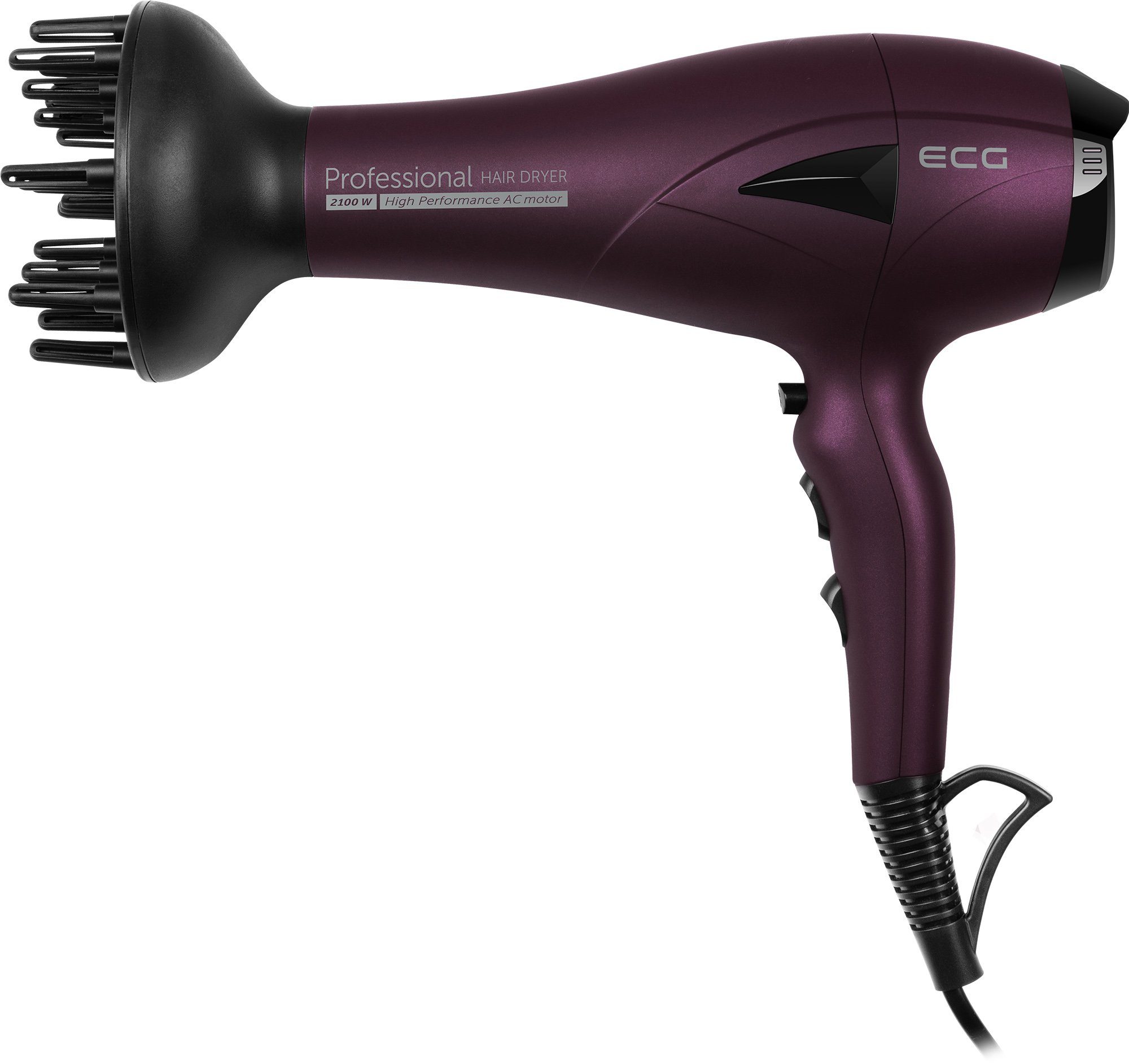 ECG Haartrockner VV 3121, 2100,00 W, Ergonomisches Design, Thermosicherung gegen Überhitzung des Motors