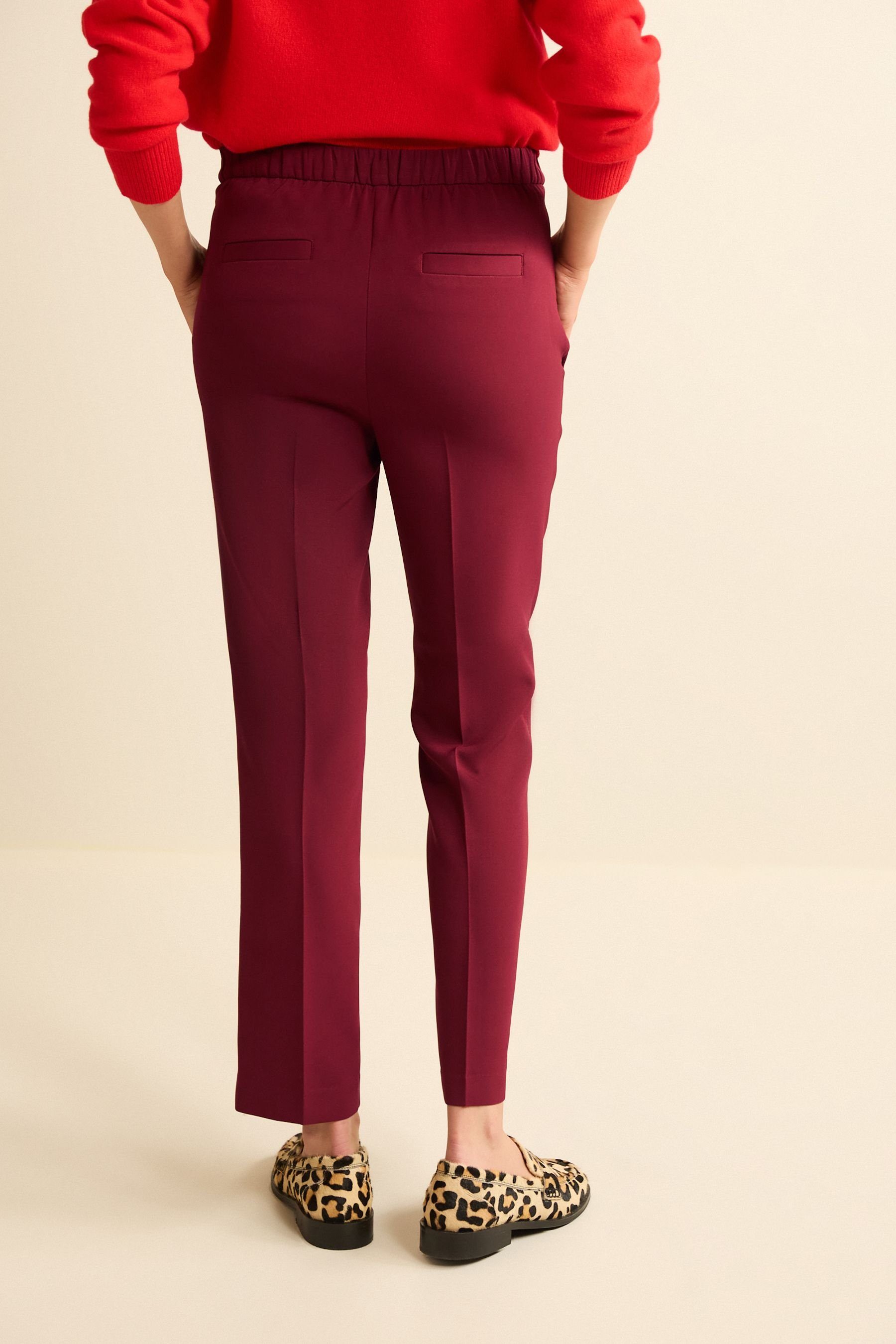 elastischem Dehnbund-Hose mit Red Next Berry Bein Hose (1-tlg) geradem Rückenbund und