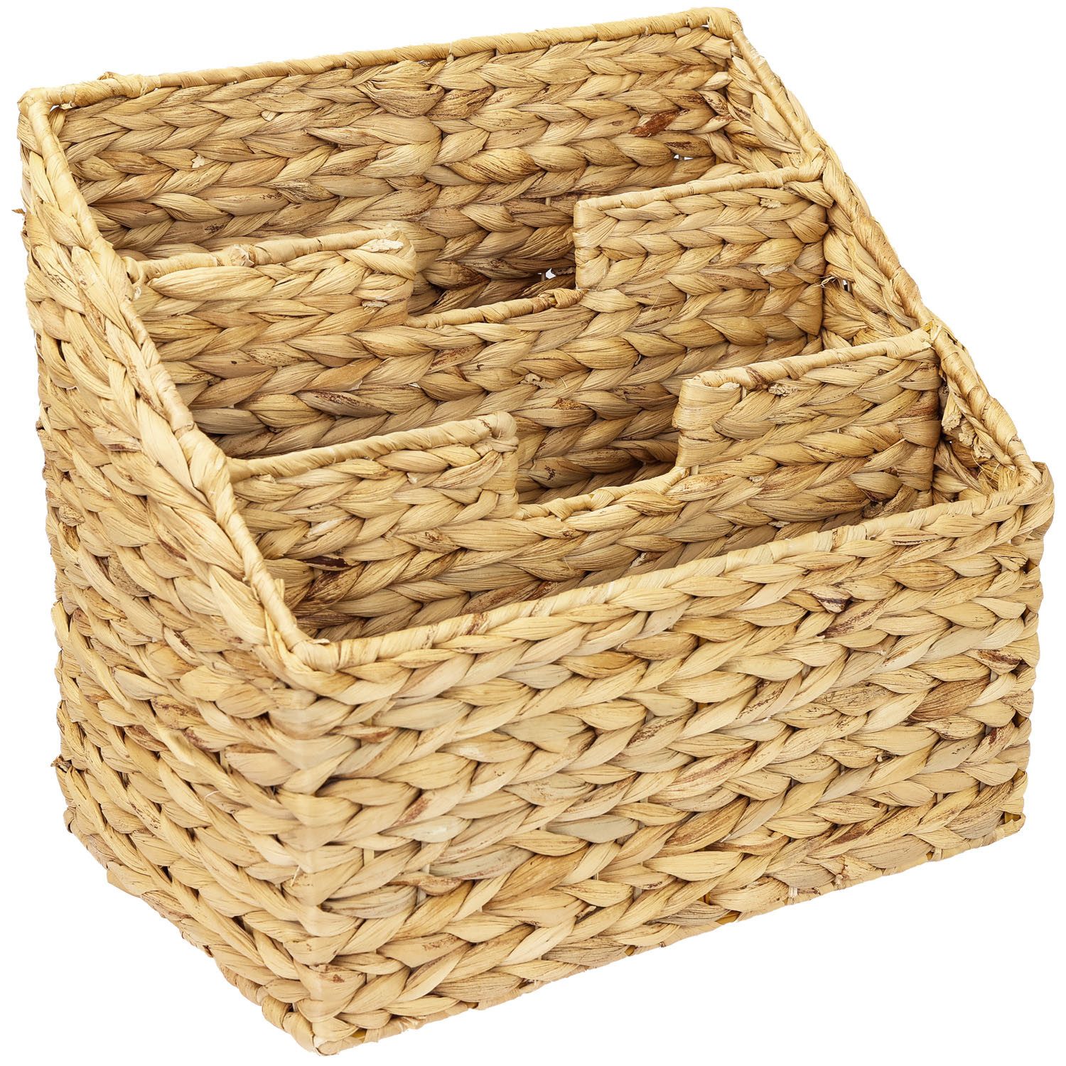 HMF Zeitungsständer Zeitungskorb geflochten aus Wasserhyazinthe, vielfältiger Zeitungsständer mit 3 Fächern, 35 x 23 x 32 cm – Bild 2 von 5
