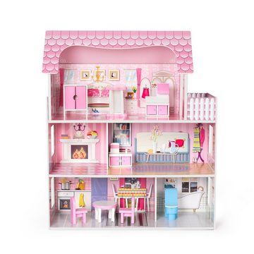 Sweiko Puppenhaus, Traumvilla, Puppenhaus aus Holz, mit Möbeln und Zubehör