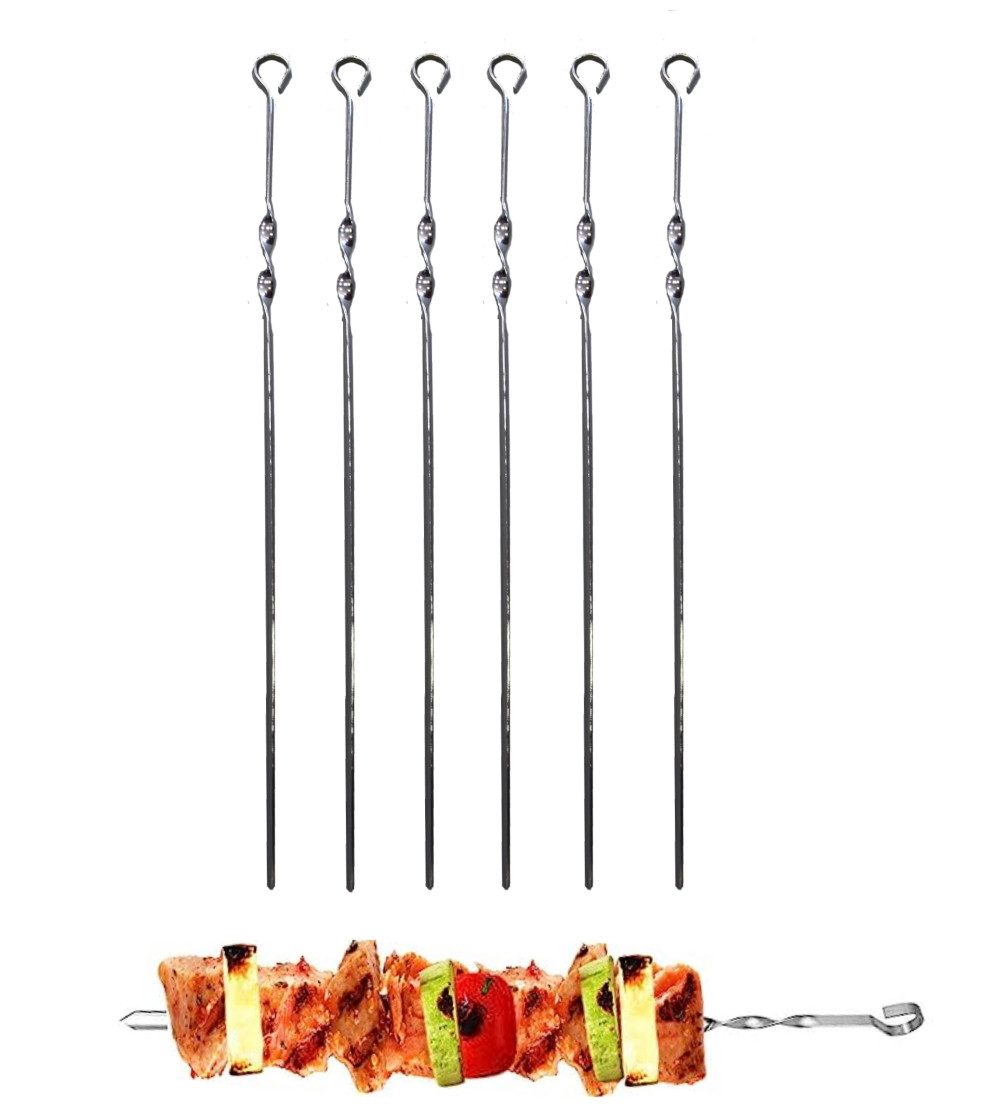 walexo Grillspieß Schaschlikspieße Schampura Fleischspieße Edelstahl 600x10x1,5mm (6-St)