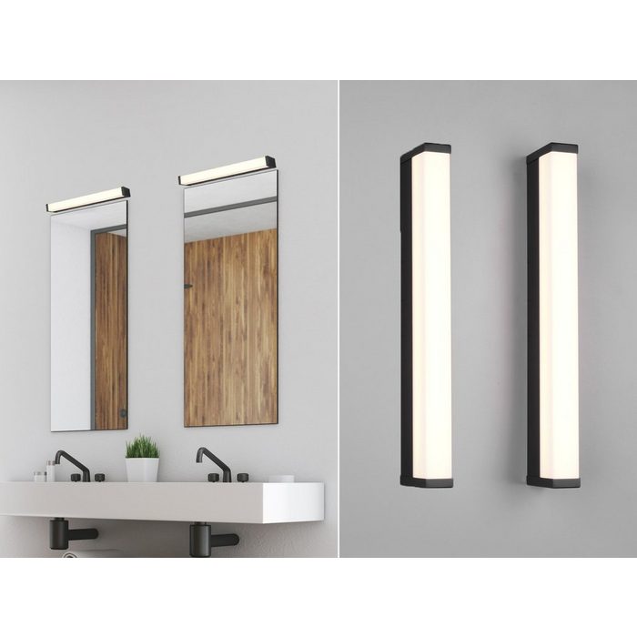 meineWunschleuchte Spiegelleuchte LED fest integriert Warmweiß seitlich 2er Set LED Bad-Lampen für Wand Gäste WC Schminklichter für Spiegel Schwarz