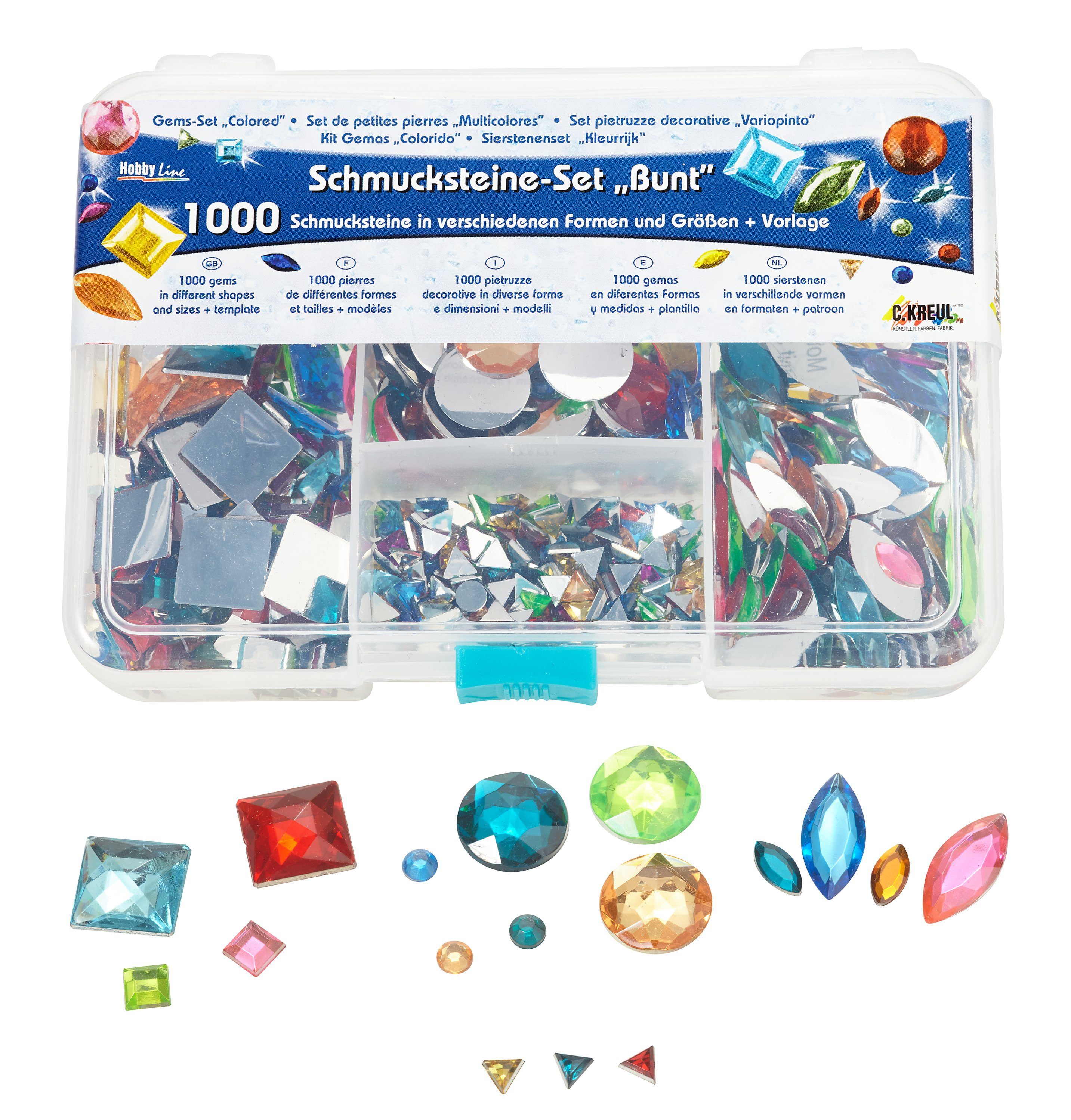 Kreul Schmuckset Schmucksteine-Set Bunt, 1000 Stück