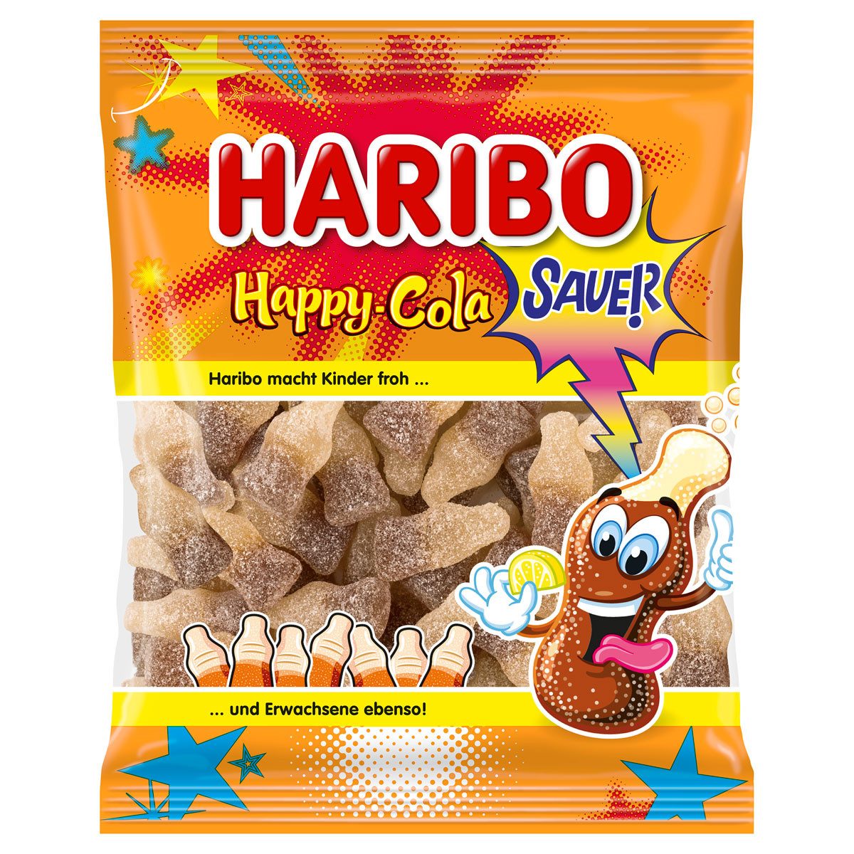 HARIBO Süßigkeit, Haribo Happy Cola sauer prickelndes saueres Fruchtgummi 175g