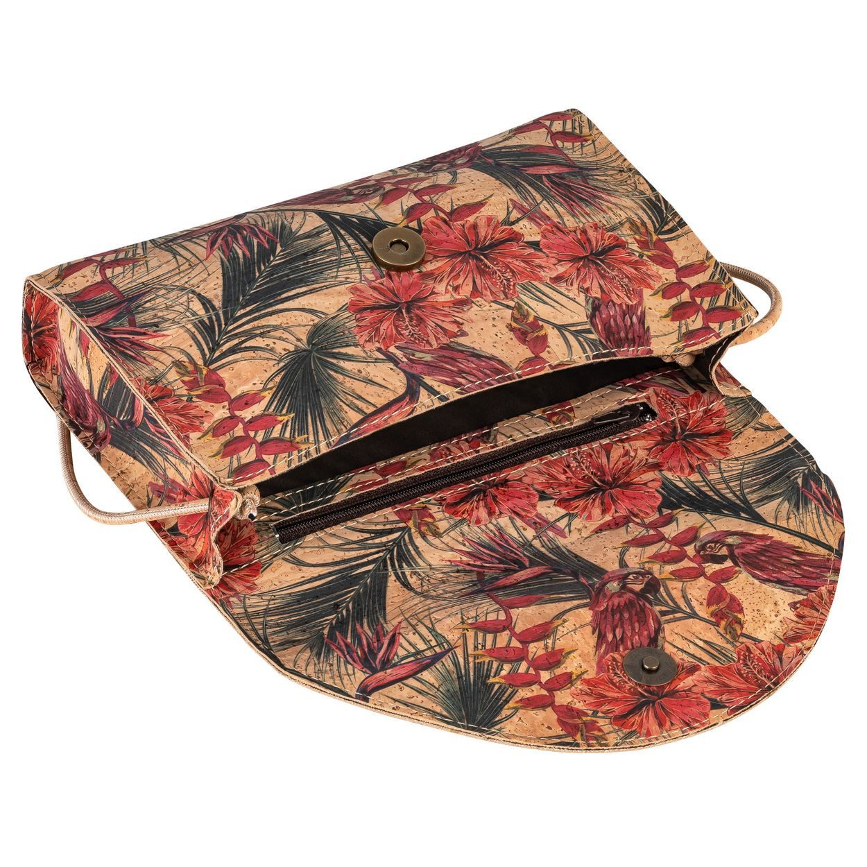 Kork-Deko.de Handtasche Kleine Kork-Clutch „Jungle“ – vegan mit Magnetverschluss & Innentasche
