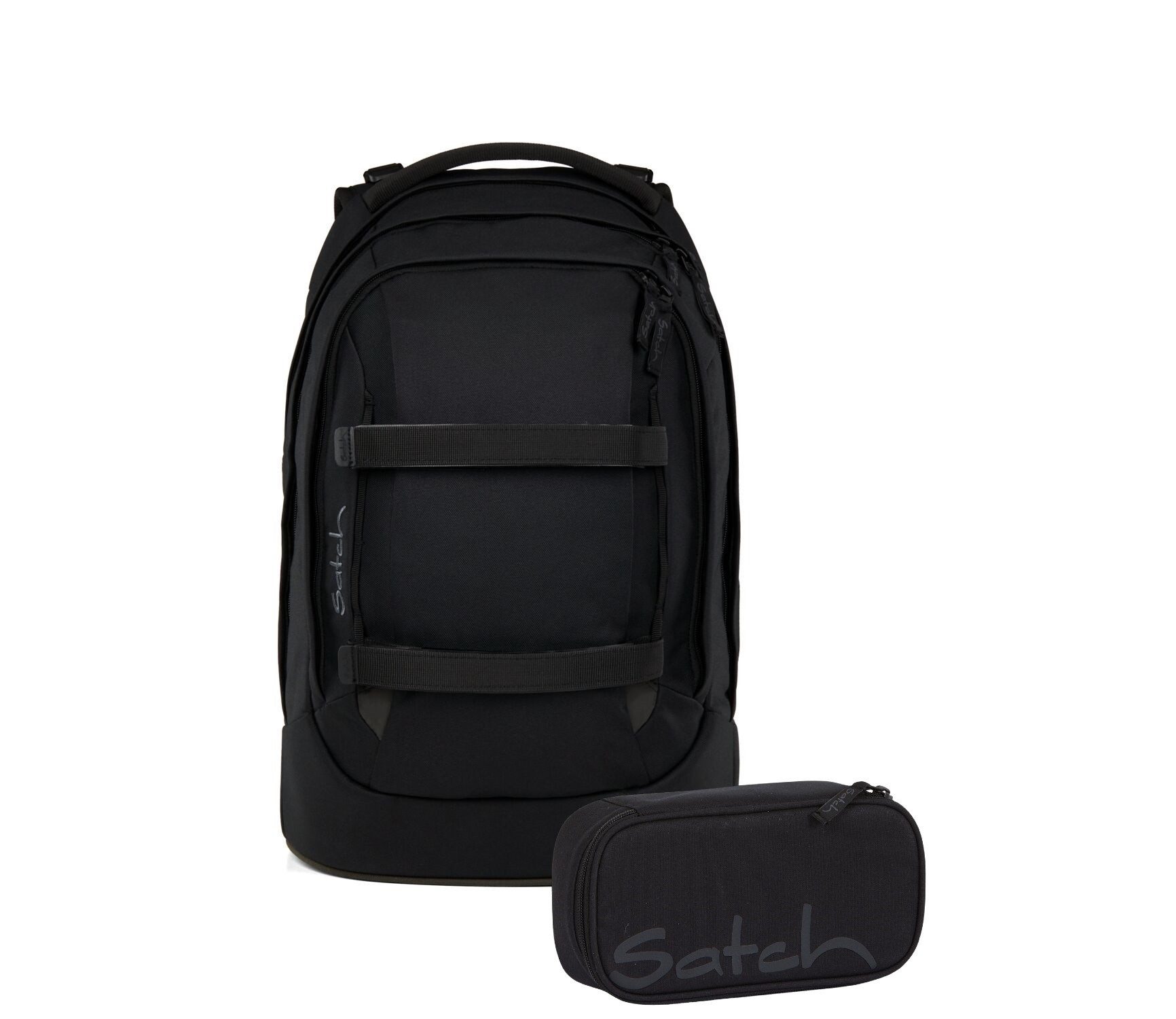Satch Schulranzen Schulrucksack-Set PACK Blackjack 2-teilig (2-teilig), ergonomisch, Your-Size-System: auf Körpergröße anpassbar