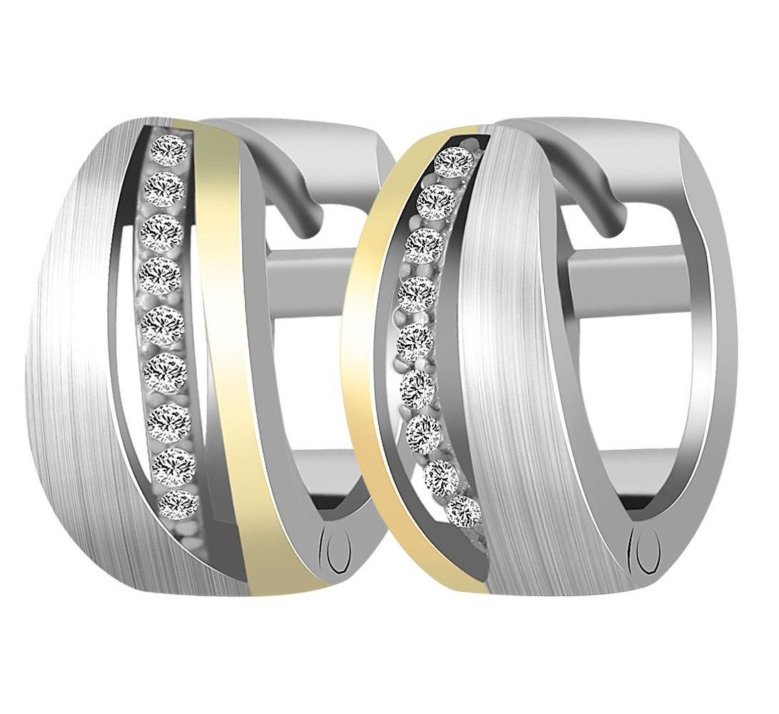 Adelia´s Klappcreolen Ohrringe – Klappcreole aus 925 Silber mit Zirkonia, Ein Geschenk, das Freude macht