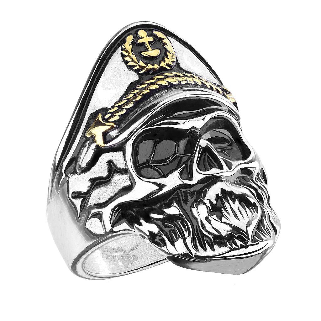 Fingerring Herren Ring Biker Totenkopf Seefahrt Kapitän
