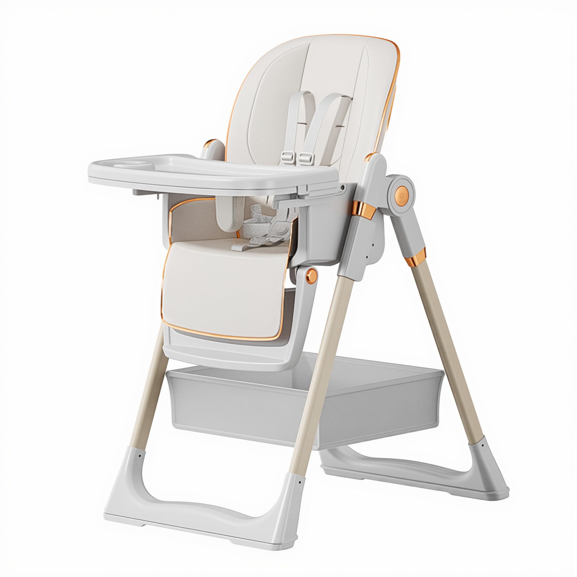 KLAM HOME Kinderklappstuhl Kinderstuhl 6-36 Monate, bis 45kg, faltbar & vielfach verstellbar (Sicherer Kinderklappstuhl mit 5-Punkt-Gurt, Feststellrädern & Tabl – Bild 2 von 5