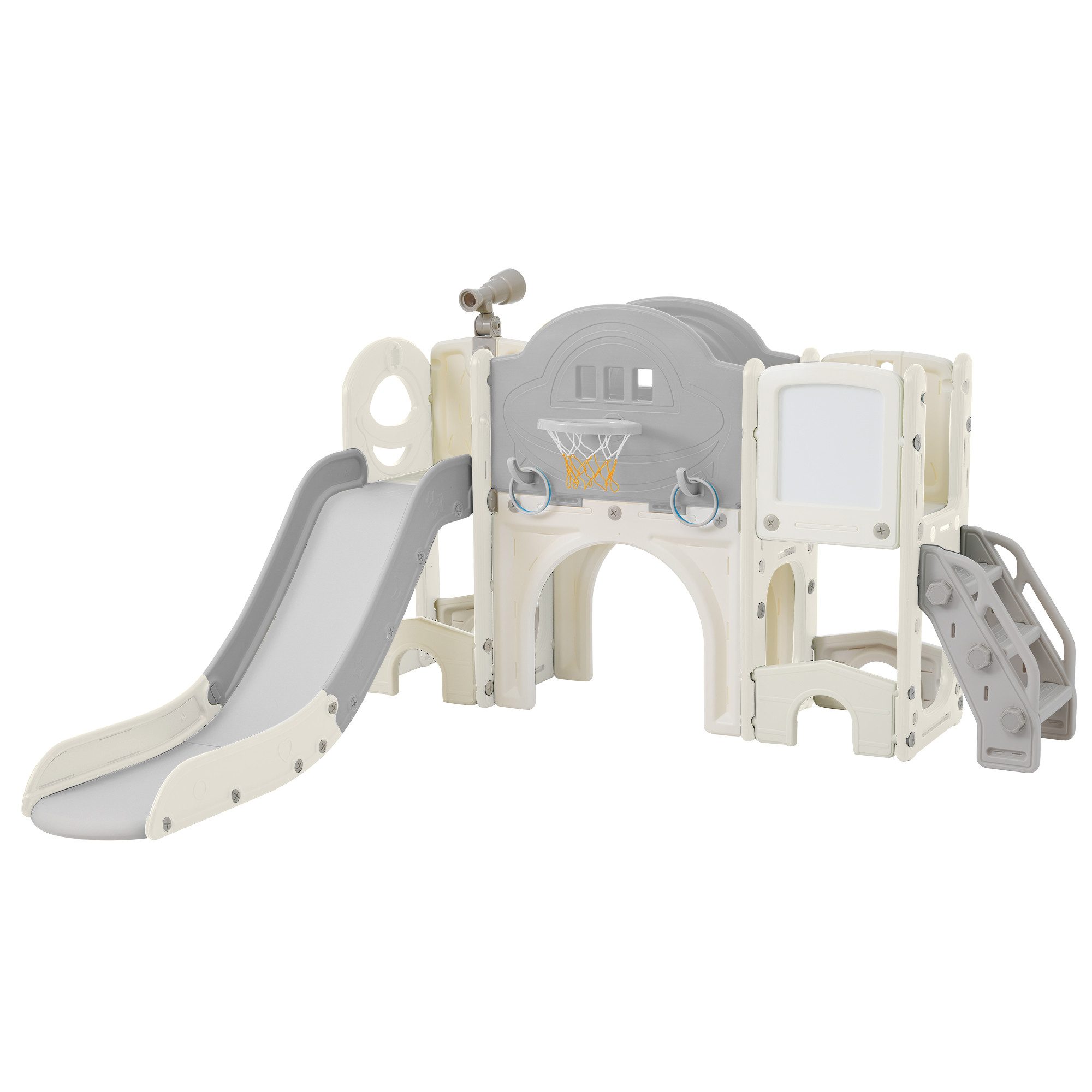 Odikalo Indoor-Rutsche Kinderrutsche Basketballkorb Lasso-Spiel Reißbrett Golfspiel Teleskop