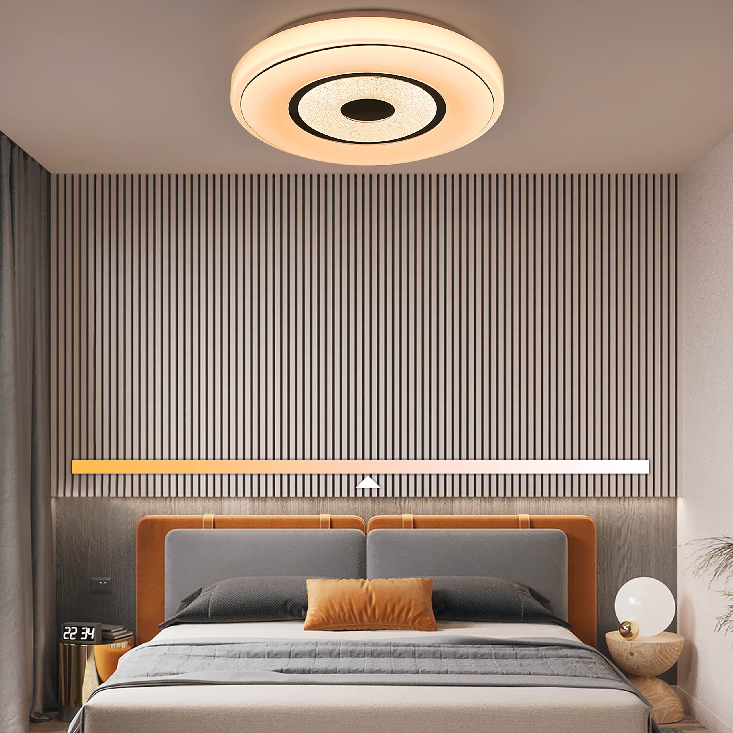 Nettlife LED Deckenleuchte Dimmbar Fernbedienung/Wandschalter fest 18W Schlafzimmer, für integriert, Küche CCT LED Ø30CM