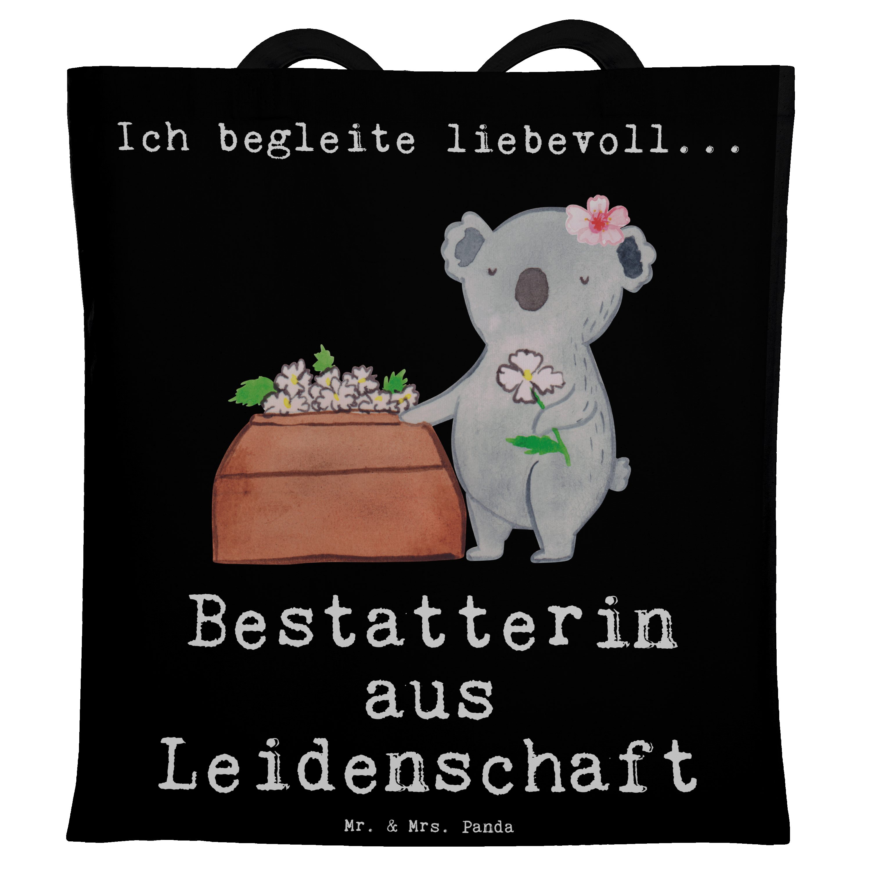 & Mr. Bestatterin Mrs. Leidenschaft - (1-tlg) Geschenk, Tragetasche aus Stoffbeutel, - Danke Panda Schwarz