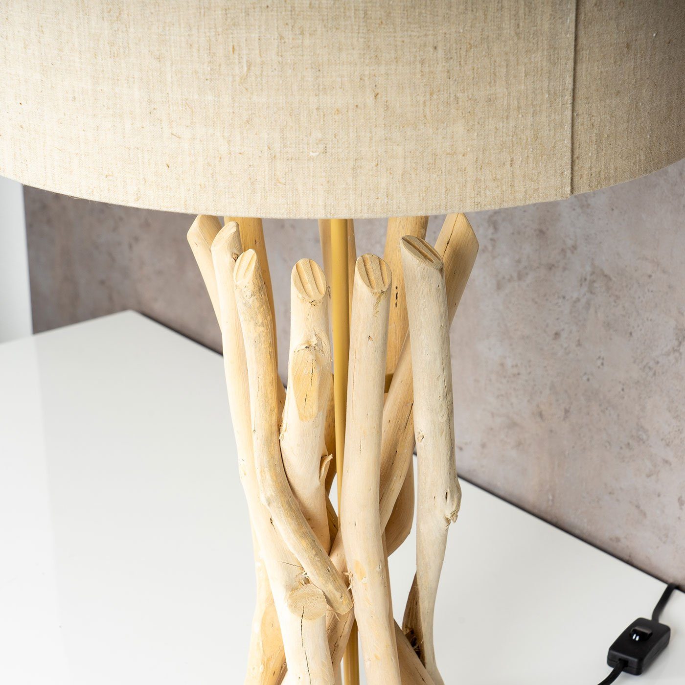 Lampe Tischlampe Unikat Leuchte 62cm Braun Treibholz Levandeo® Holz Holzlampe Stehlampe,