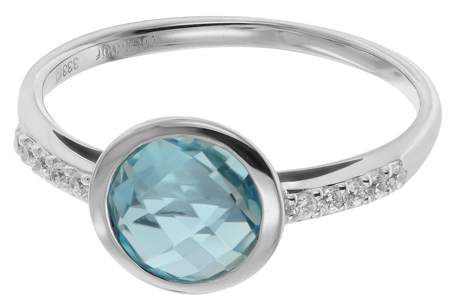trendor Goldring für Weißgold 333 mit Blautopas günstig online kaufen