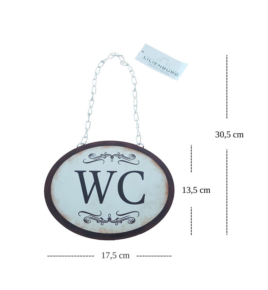 LB H&F Lilienburg Hängedekoration 1 x WC Türschild Blechschild Tür Vintage günstig online kaufen