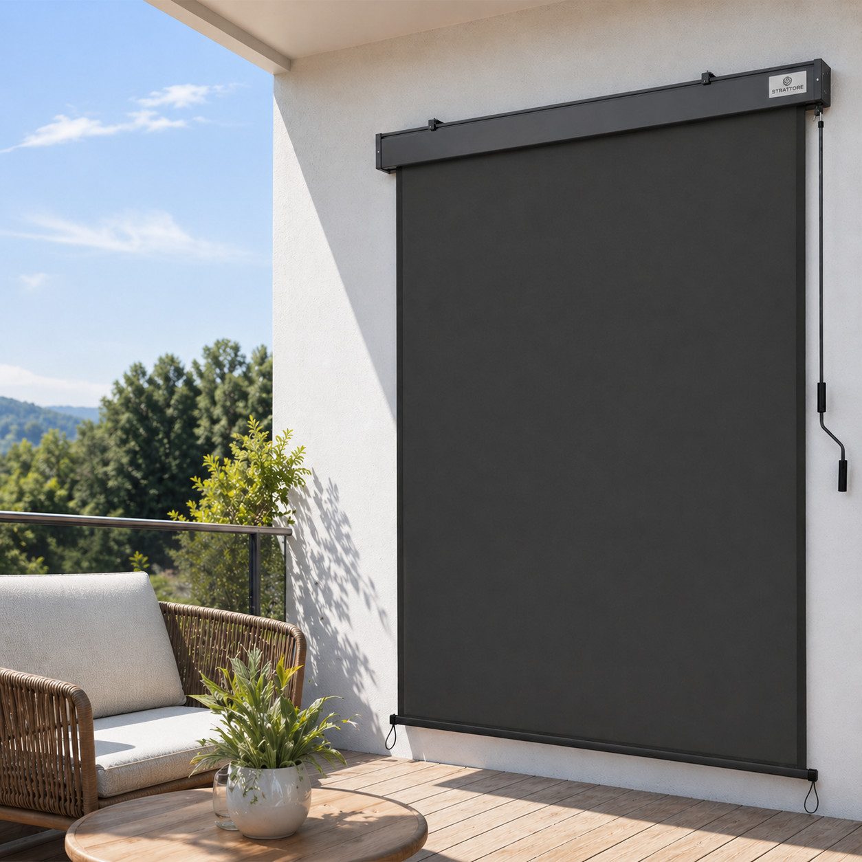 Strattore Balkonsichtschutz Ausziehbare Senkrechtmarkise Markise 120 x 250 cm - Anthrazit