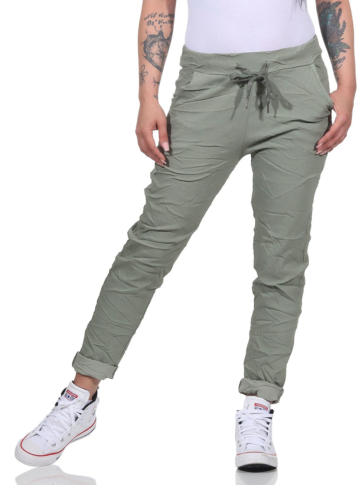 CLEO STYLE Jogginghose Damen Jogginghose 8115 42-46 Olive