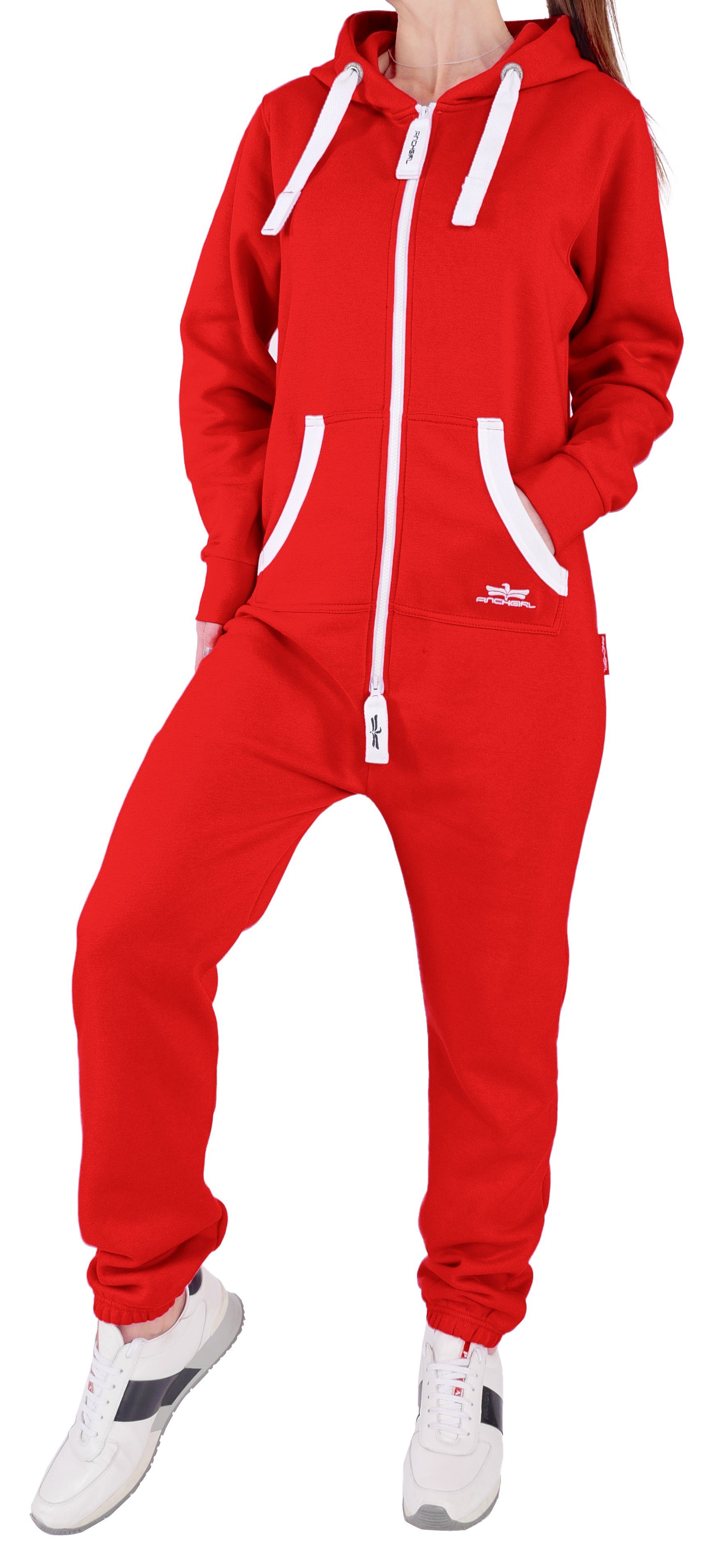 Finchgirl Jumpsuit FG18R Damen Jumpsuit Jogger Jogging Anzug Trainingsanzug Overall Rot