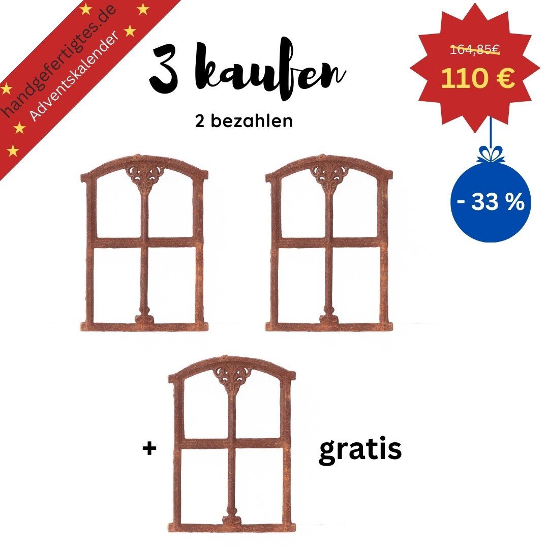 Antikas Fenster Eisenfenster aus Gusseisen, Stallfenster -Gretje- klappbar – Bild 3 von 4