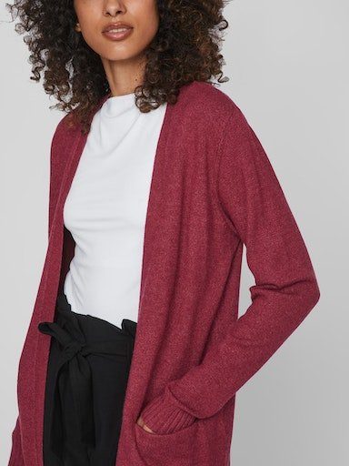 Vila Strickjacke VIRIL OPEN L/S NOOS CARDIGAN Beet Detail:DARK - MELANGE Red KNIT