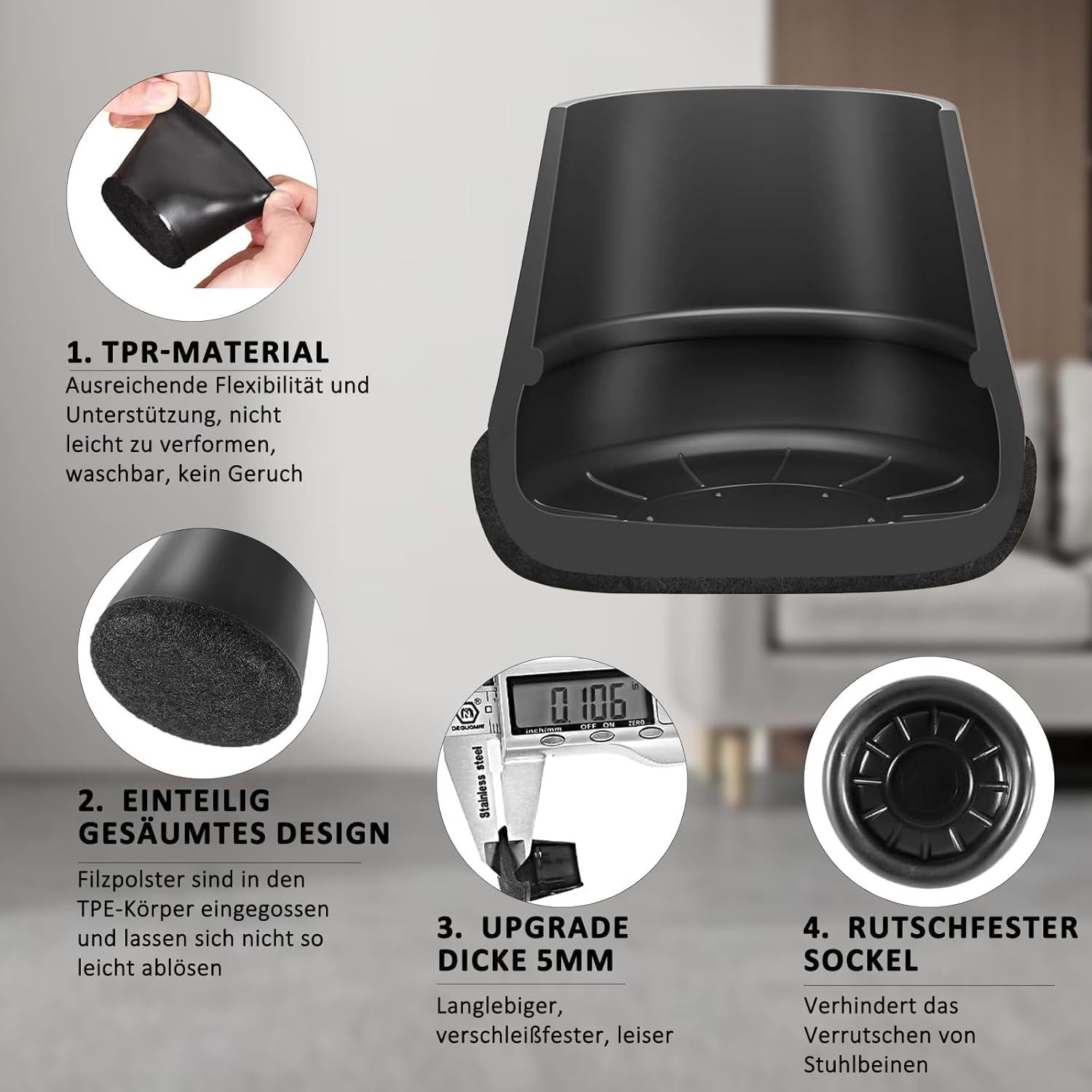 BlingBin Stuhlhusse Stuhlbeinkappen, 40 Stück mit Filz Stuhlbeinschoner, Sc günstig online kaufen