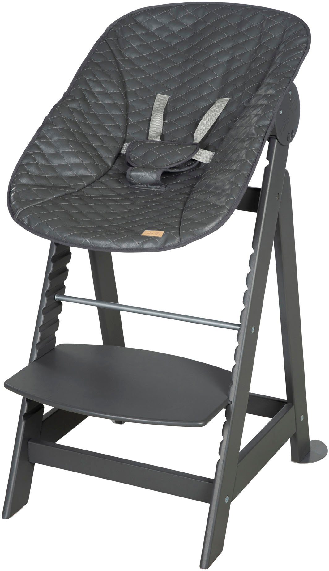 roba® Hochstuhl Born Up, anthrazit, mit Neugeborenen-Aufsatz, graphite gesteppt (Set)