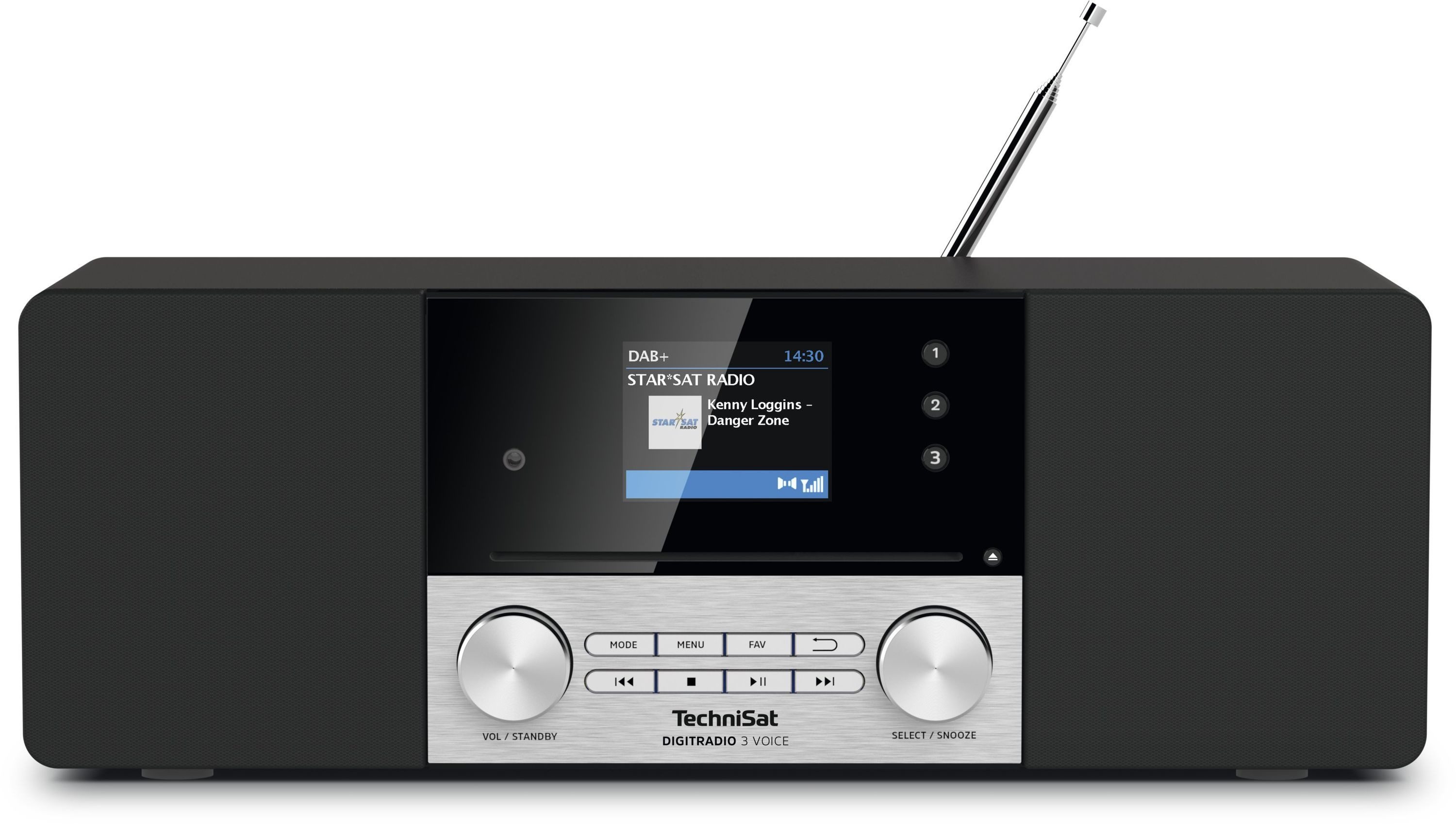 TechniSat DIGITRADIO 3 VOICE Digitalradio (DAB) (Digitalradio (DAB), FM-Tuner mit RDS, 20 W, Offline-Sprachsteuerung, CD-Player, Fernbedienung, Wecker, Sleeptimer)