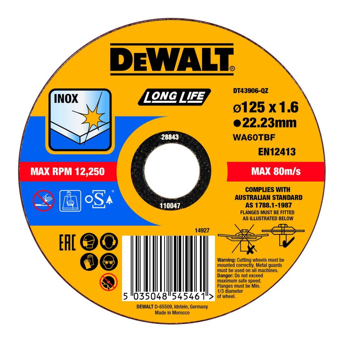 DeWalt Trennscheibe DEWALT High Performance Trennscheibe Edelstahl flach 125x1,6mm