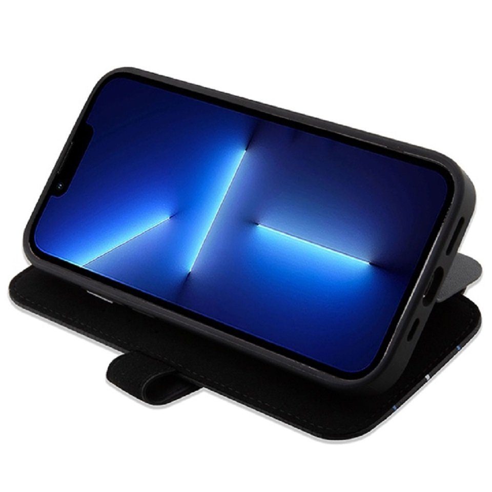 BMW Handyhülle Bookcase iPhone 14 Pro Echtleder schwarz aufstellbar 6,1 Zoll, Kantenschutz
