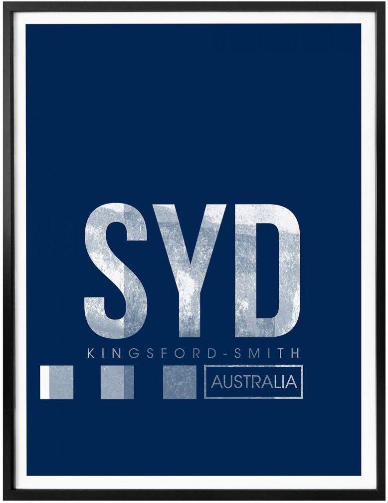 St), Wandposter Sydney, Poster Wall-Art (1 Wandbild, Poster, Wandbild Bild, Flughafen Flughafen SYD