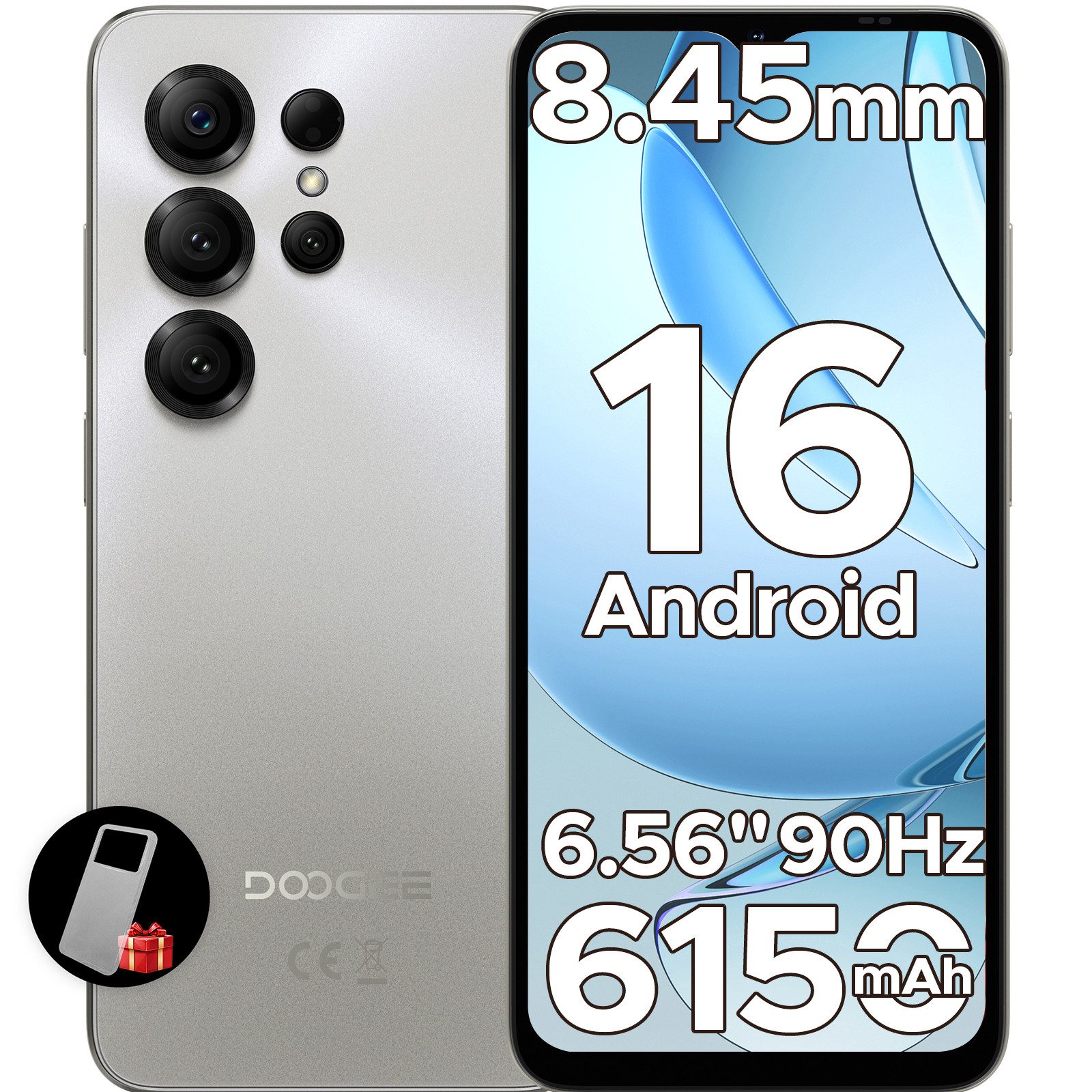 DOOGEE Note 56X Android 16 Smartphone, 6.56" HD, 90Hz, 6150mAh Smartphone (6.56 Zoll, 64 GB Speicherplatz, 8 MP Kamera, Octa Core, 8,45mm dünn, 64GB ROM/2TB TF, Dual SIM, Face ID/GPS/OTG)