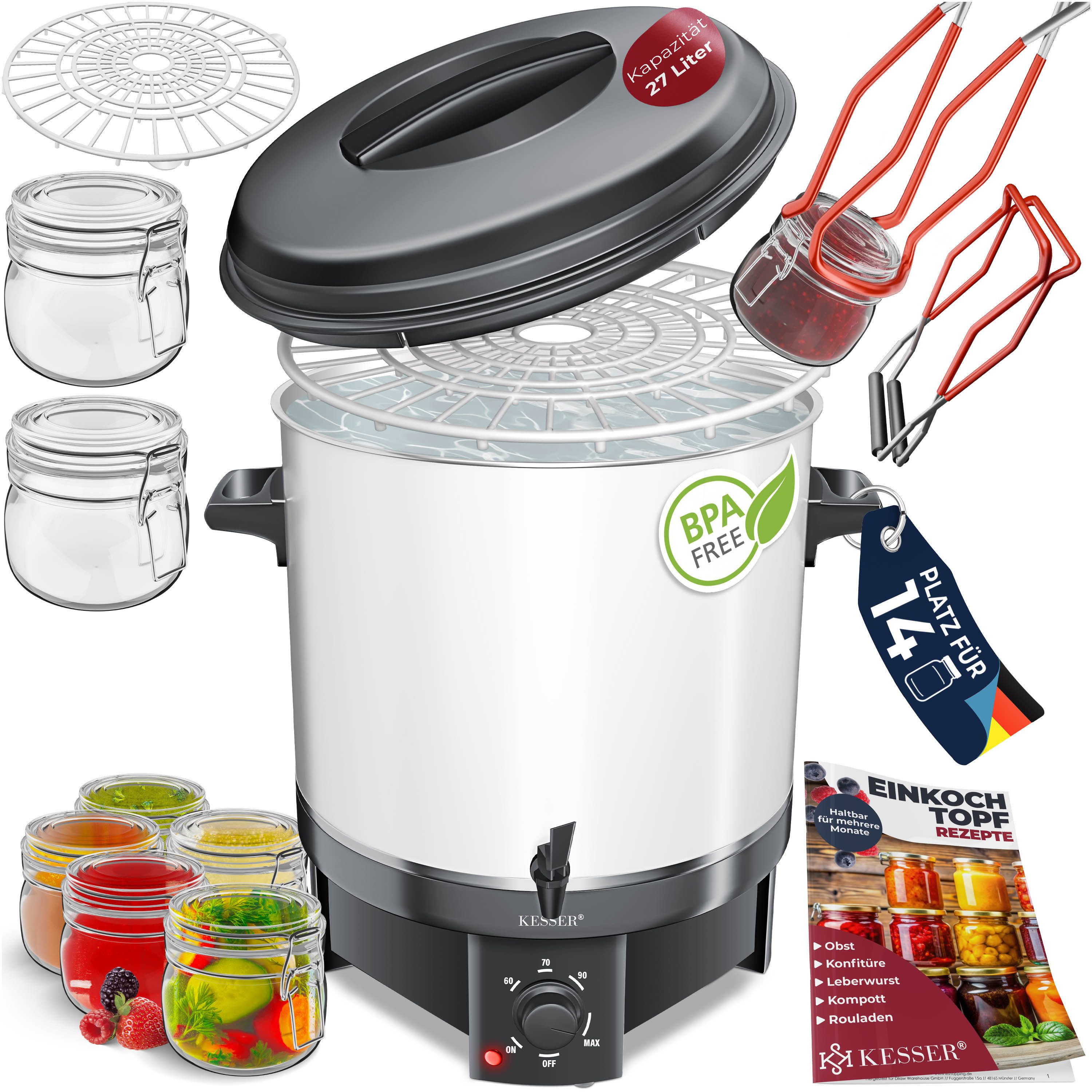 KESSER Heißgetränke- und Glühweinautomat, 1800 W, 27 Einkochautomat 1800W Glühweintopf Heißgetränkeautomat
