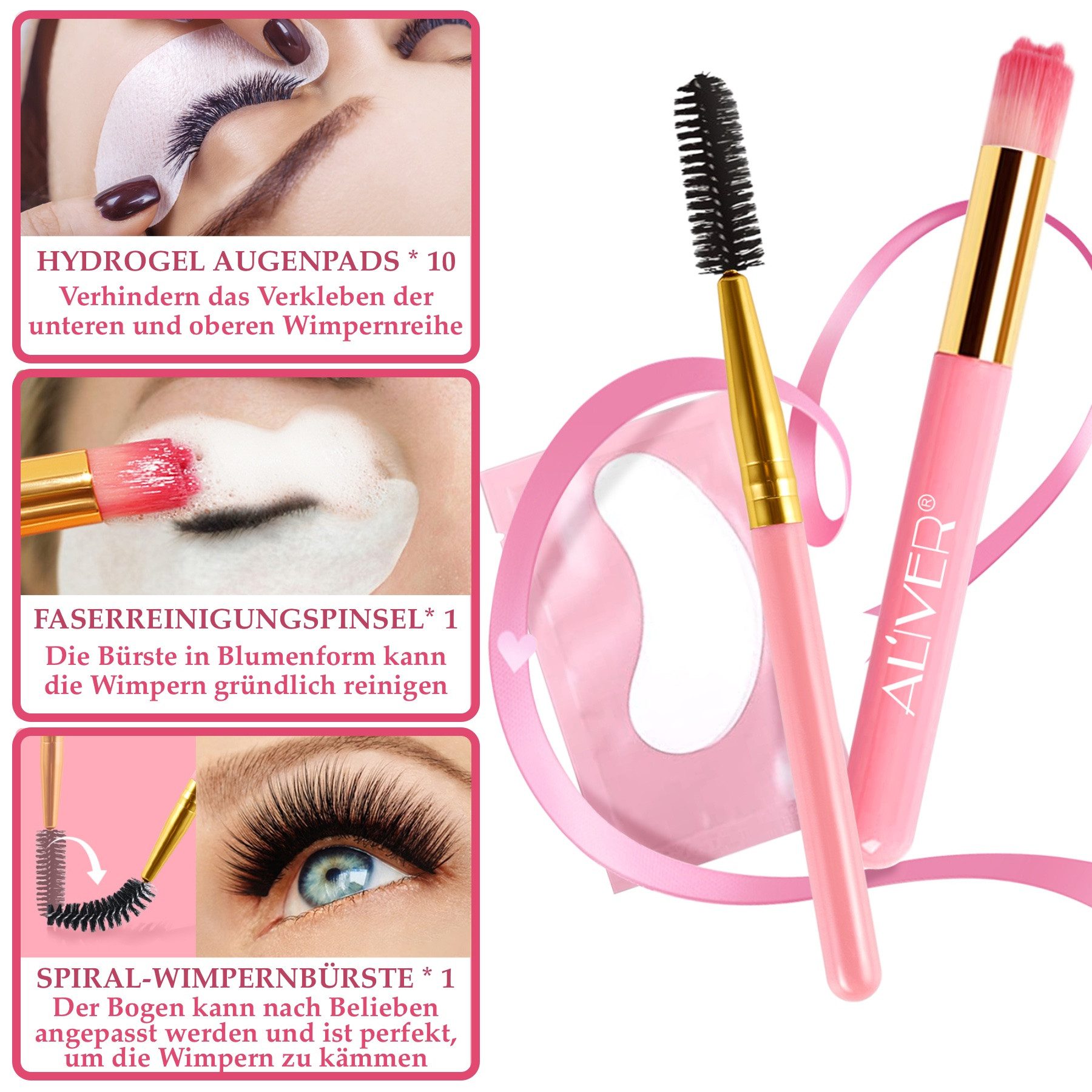 ALIVER Wimpernpflege Wimpernshampoo Cleanser Wimpernverlängerung Reiniger XL Aliver, 1-tlg., Wimpernpflege