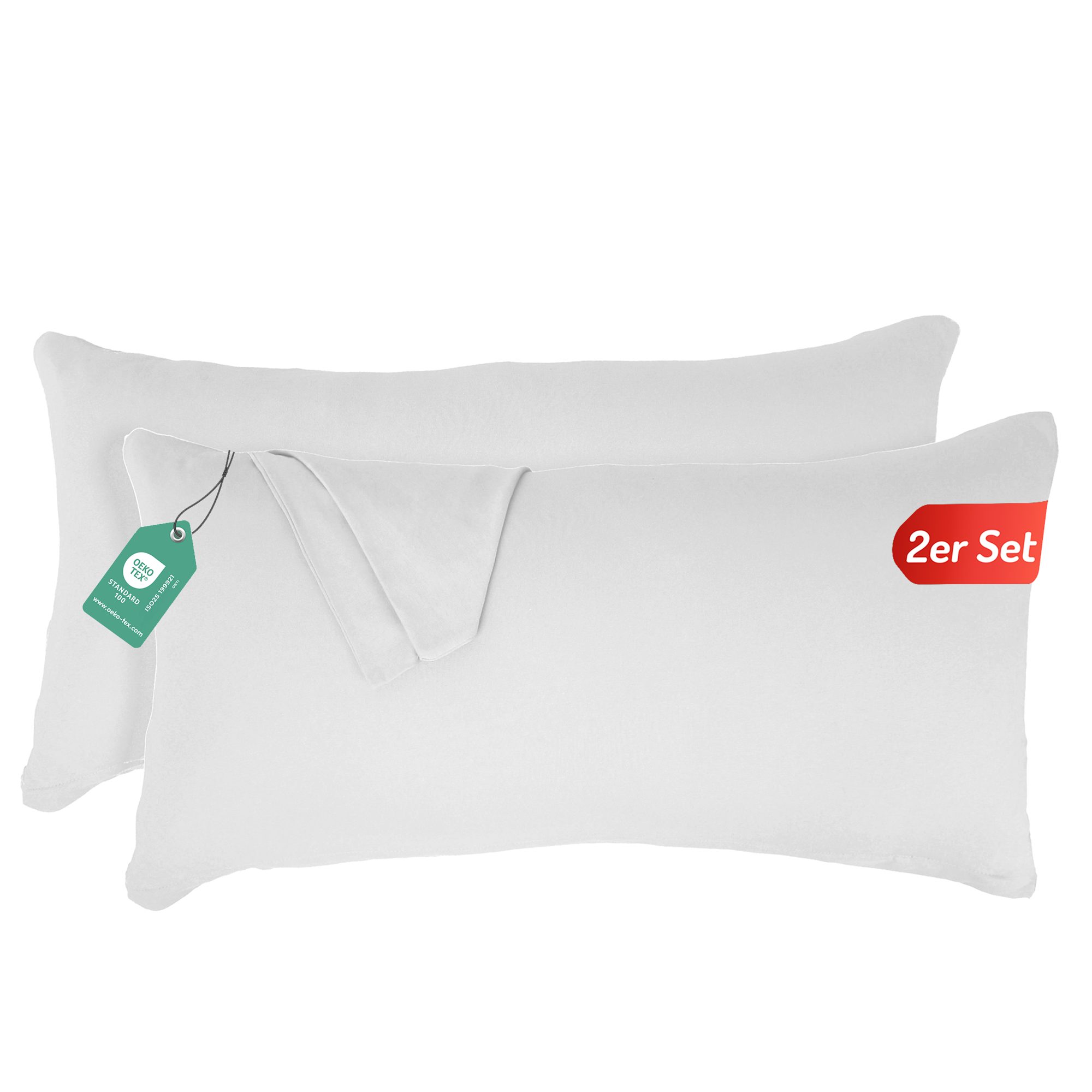 livessa Kissenbezug 2er Set Kissenbezug - Verdeckter Reißverschluss - Kopfkissenbezug, %100 Baumwolle Jersey Stoff 140 g/m², Ultra Weich und Atmungsaktiv