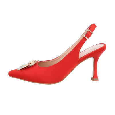 Ital-Design Damen Abendschuhe Party & Clubwear Schnürpumps Pfennig-/Stilettoabsatz High Heel Pumps in Rot