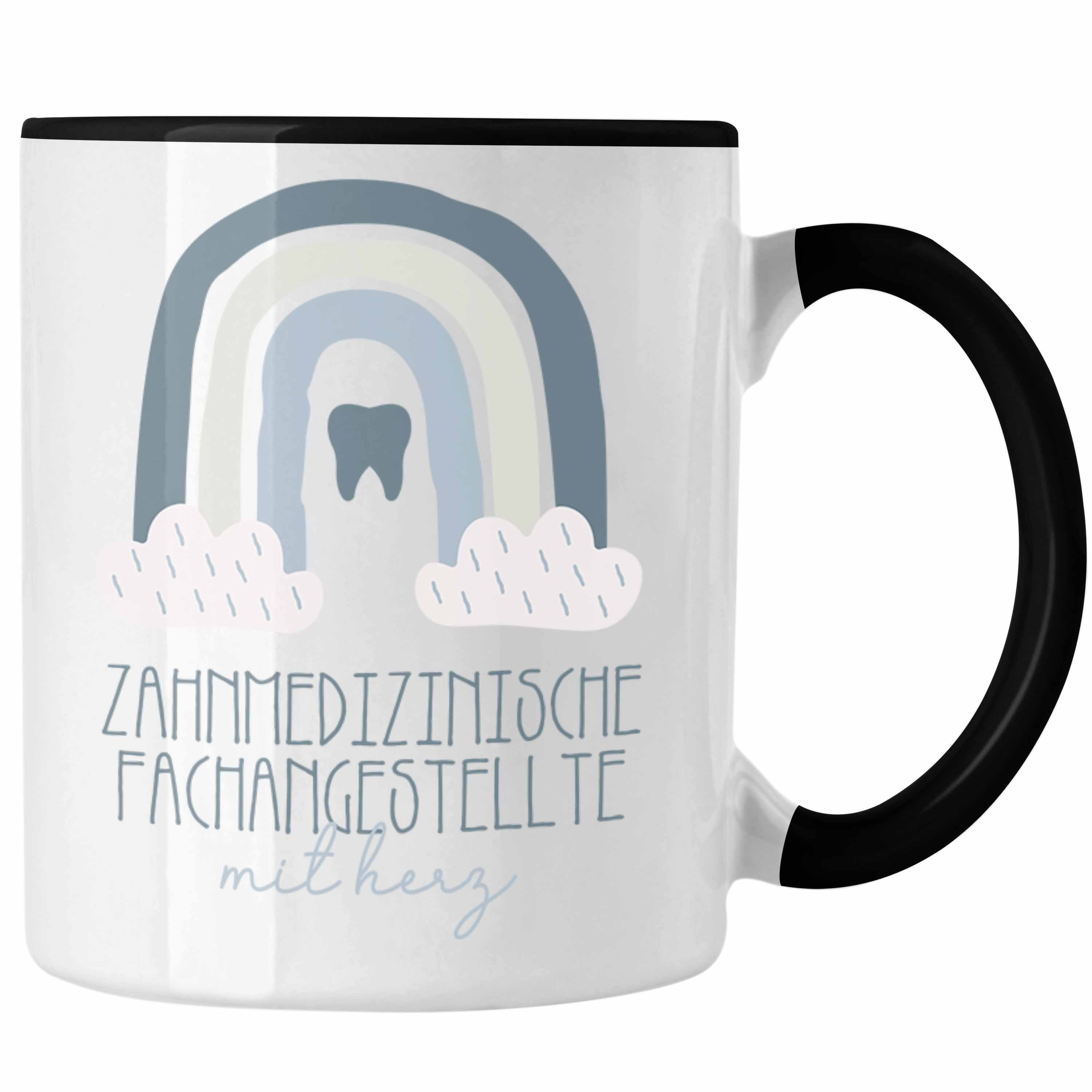 Trendation Tasse Zahnmedizinische Fachangestellte Tasse Geschenk Danke Kaffeetassse Ge Schwarz