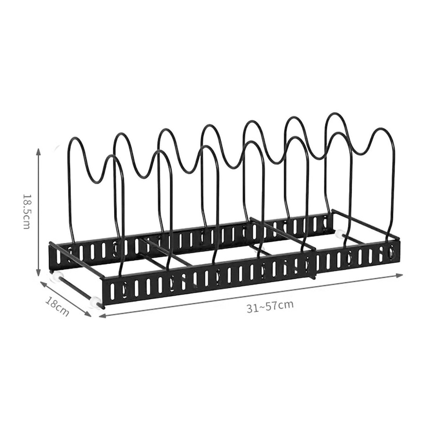 OSTWOLKE Geschirrständer Erweiterbarer Topfdeckelhalter mit 10 Verstellbaren Fächern, Topfdeckel Aufbewahrung Küche Pfannen Organizer Deckelhalter