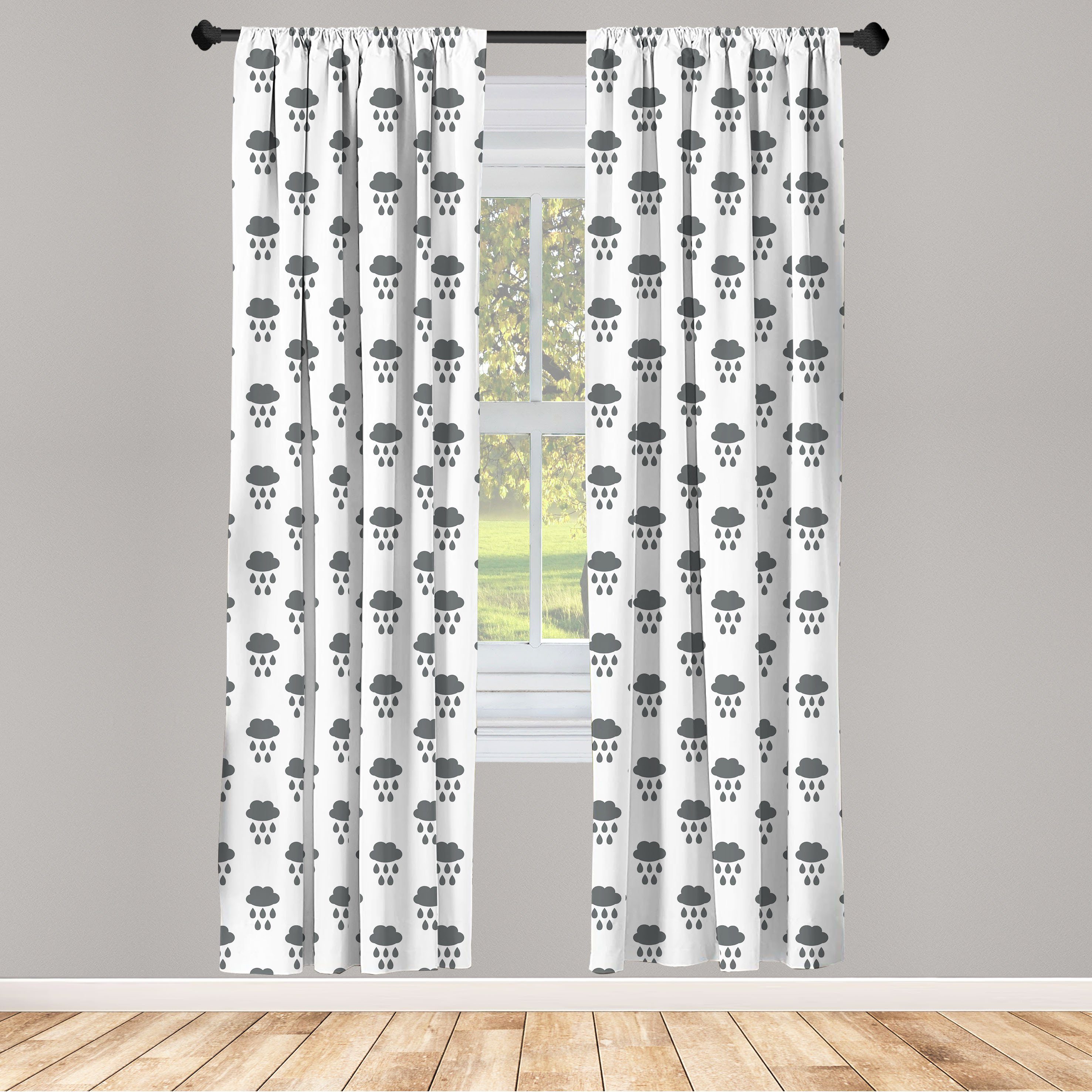 Gardine Vorhang für Wohnzimmer Schlafzimmer Dekor, Abakuhaus, Microfaser, Regen Rainy Herbstwolken Theme