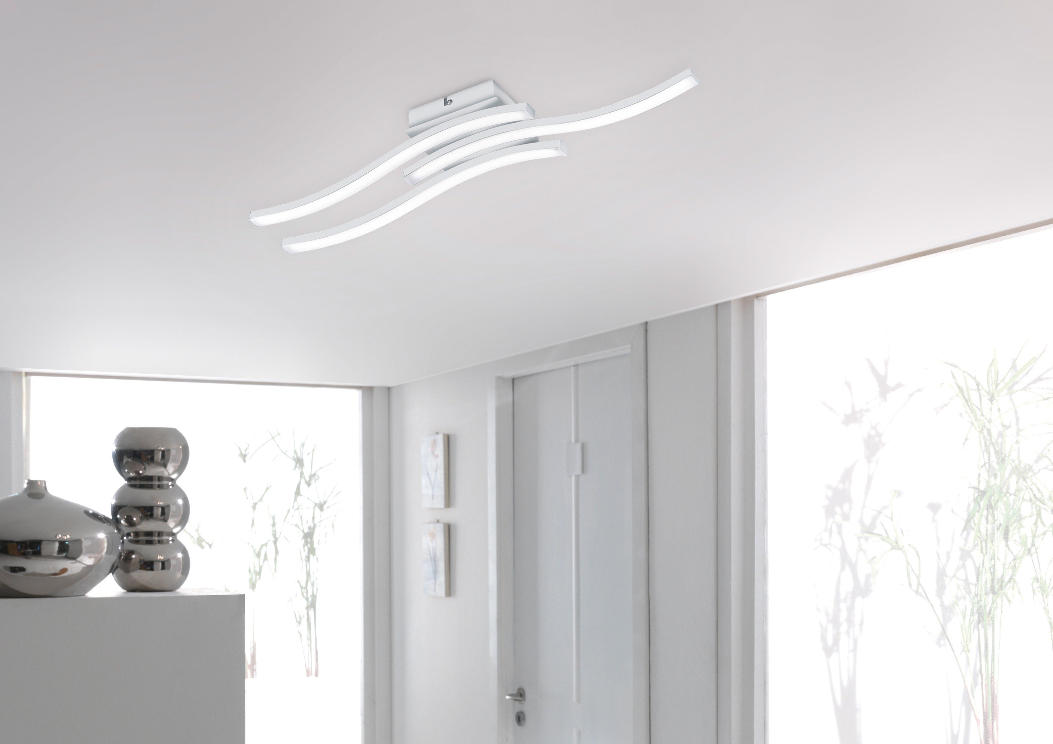 TRIO Leuchten LED Deckenlampe mit Lumen integriert, LEDs moderne 3x 500 LED Route, Warmweiß, 3-flammig, fest Deckenleuchte