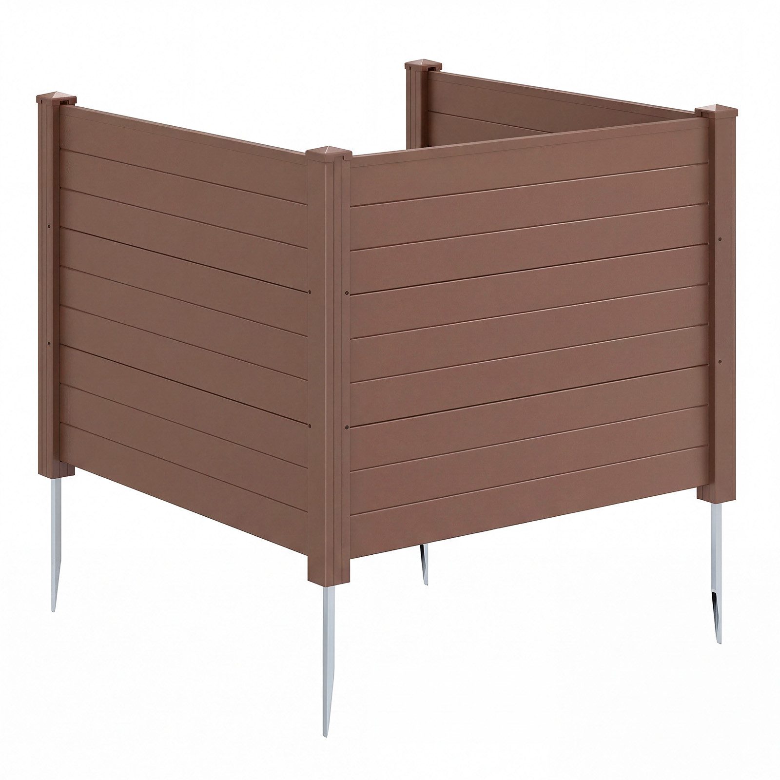 COSTWAY Gartenzaun, Lamellenzaun aus PP, Steckzaun mit 4 Pfählen, 122x95 cm