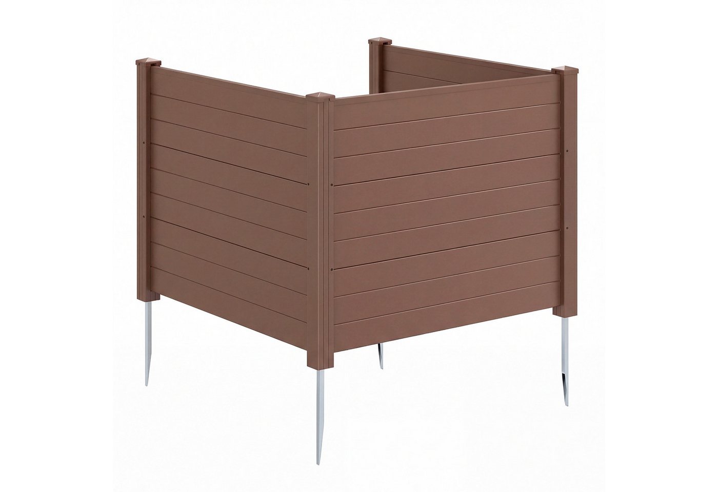 COSTWAY Gartenzaun, Lamellenzaun aus PP, Steckzaun mit 4 Pfählen, 122x95 cm