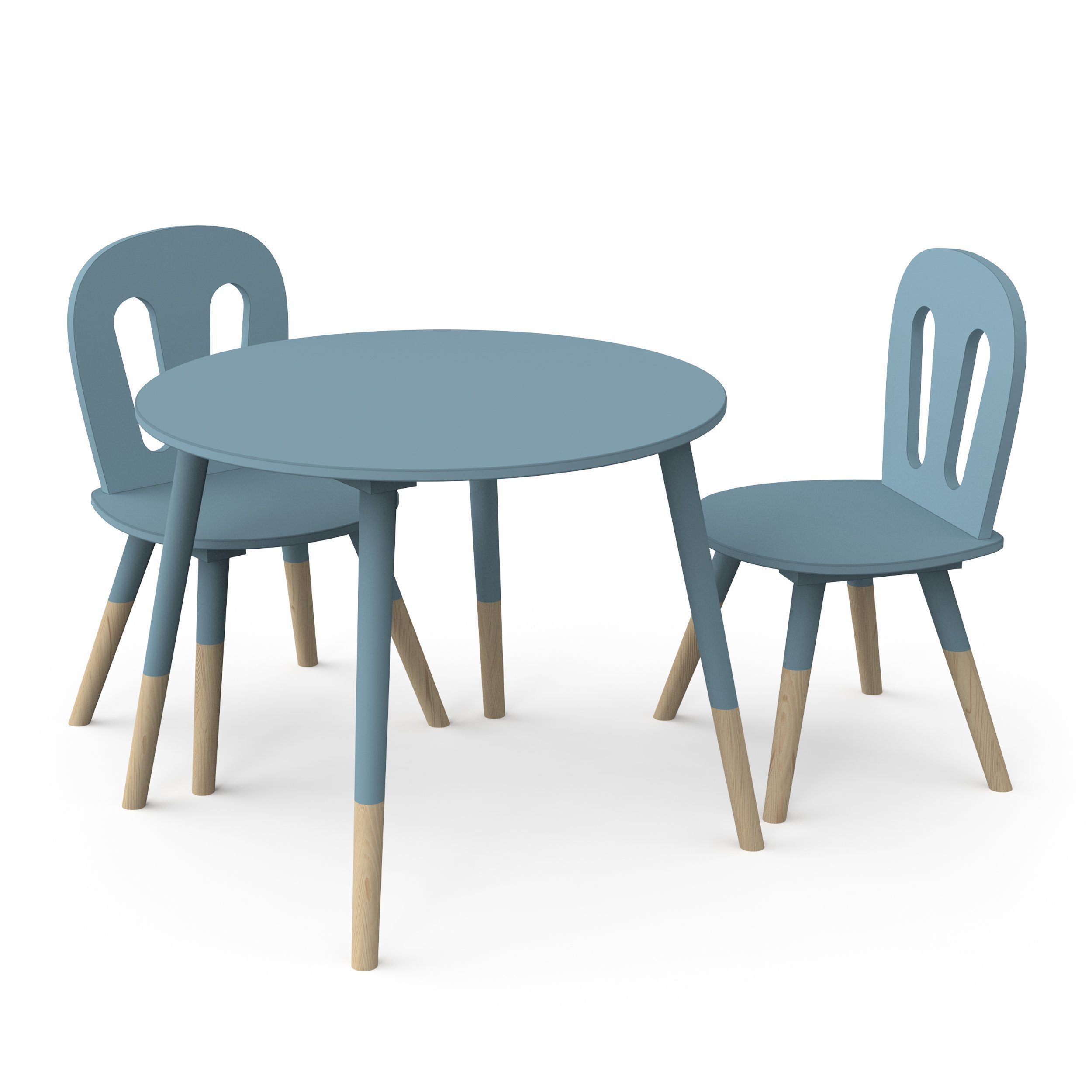 habeig Kindertisch Tisch & 2 Stühle Kinderset Sitzhocker Holz weiß Sitzgarn günstig online kaufen